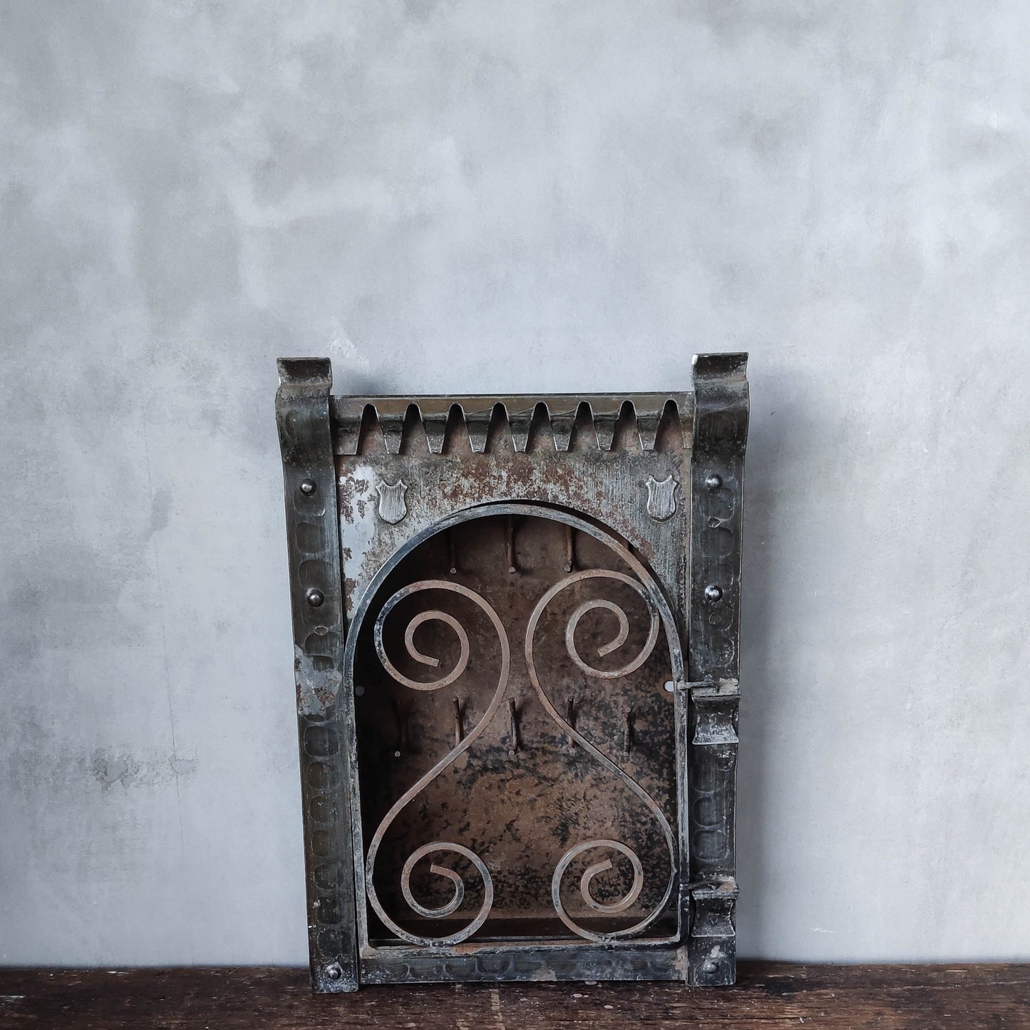 Vintage steel spiral twist steel gothic metal sculptural key cabinet cupboard