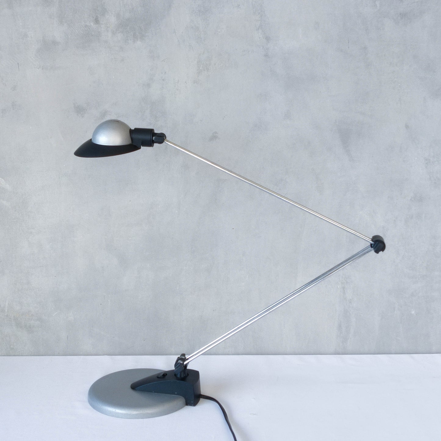 1980s postmodern style elegant black chrome desk lamp Hema halogen