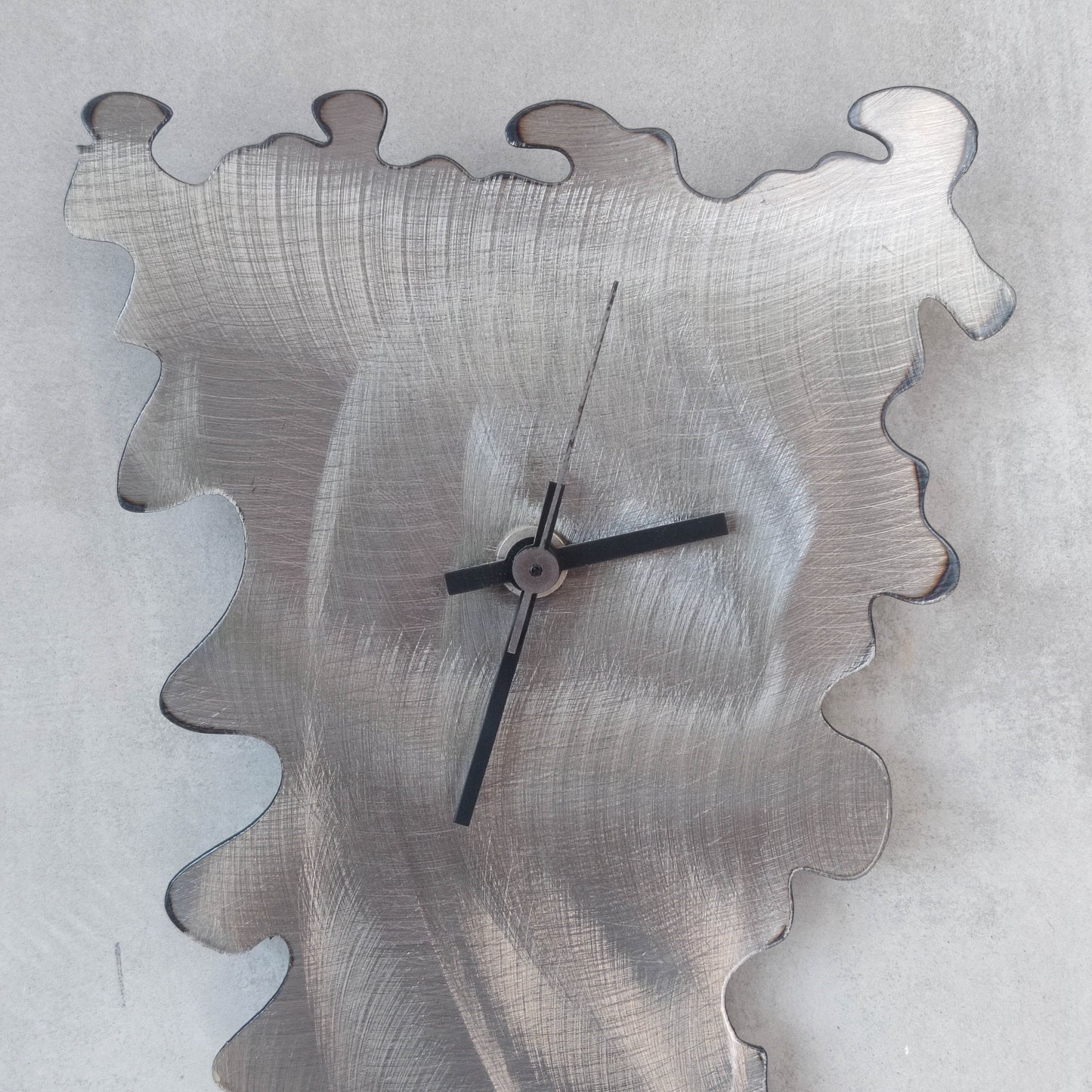 Artisan metalwork torch cut sculptural abstract steel clock