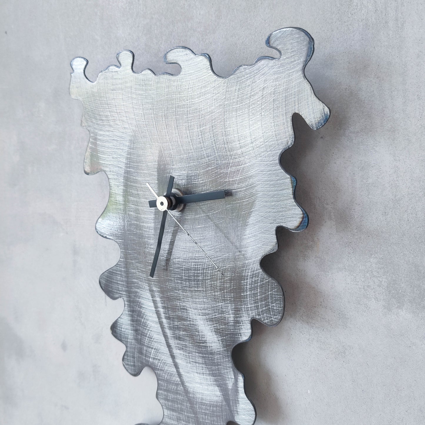 Artisan metalwork torch cut sculptural abstract steel clock