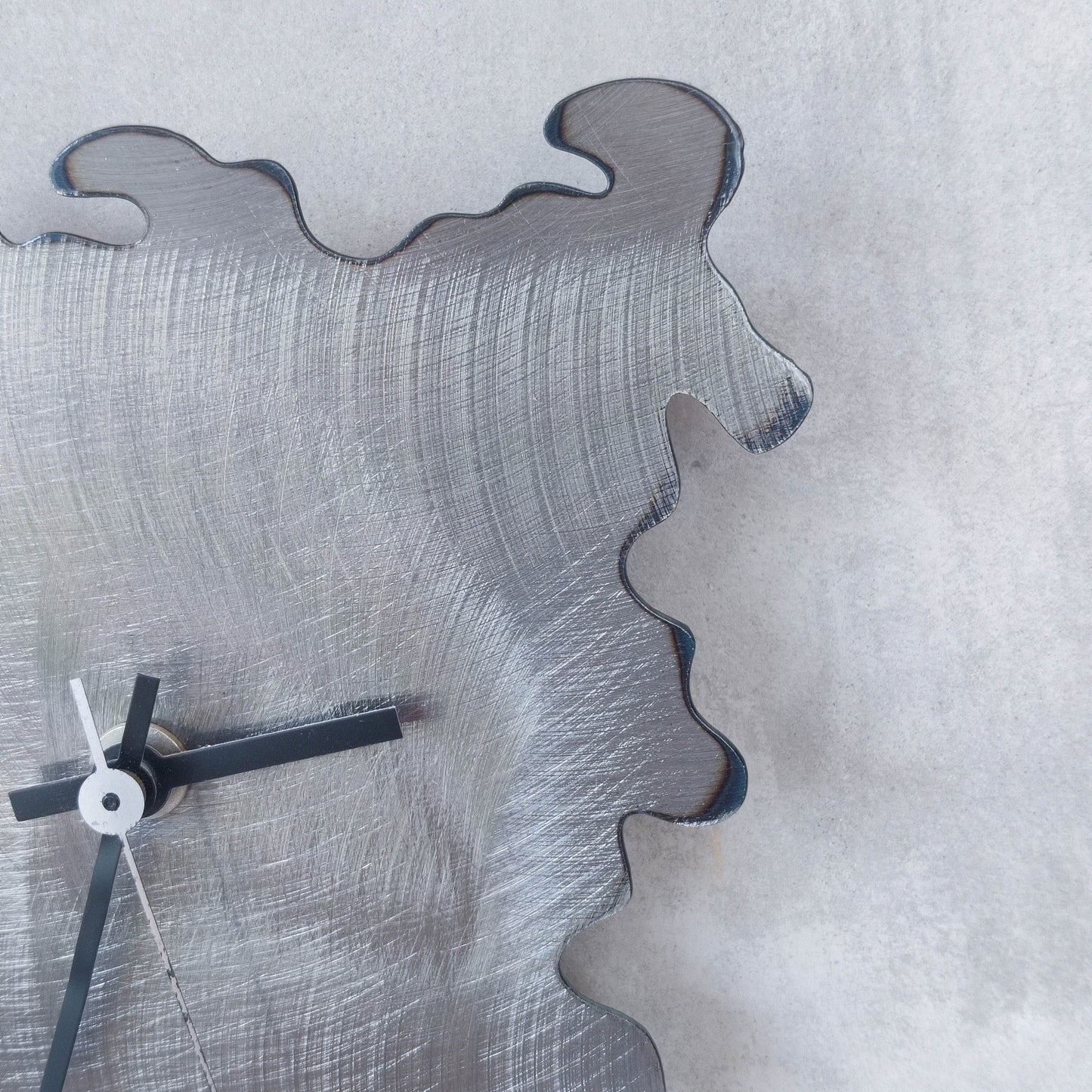 Artisan metalwork torch cut sculptural abstract steel clock