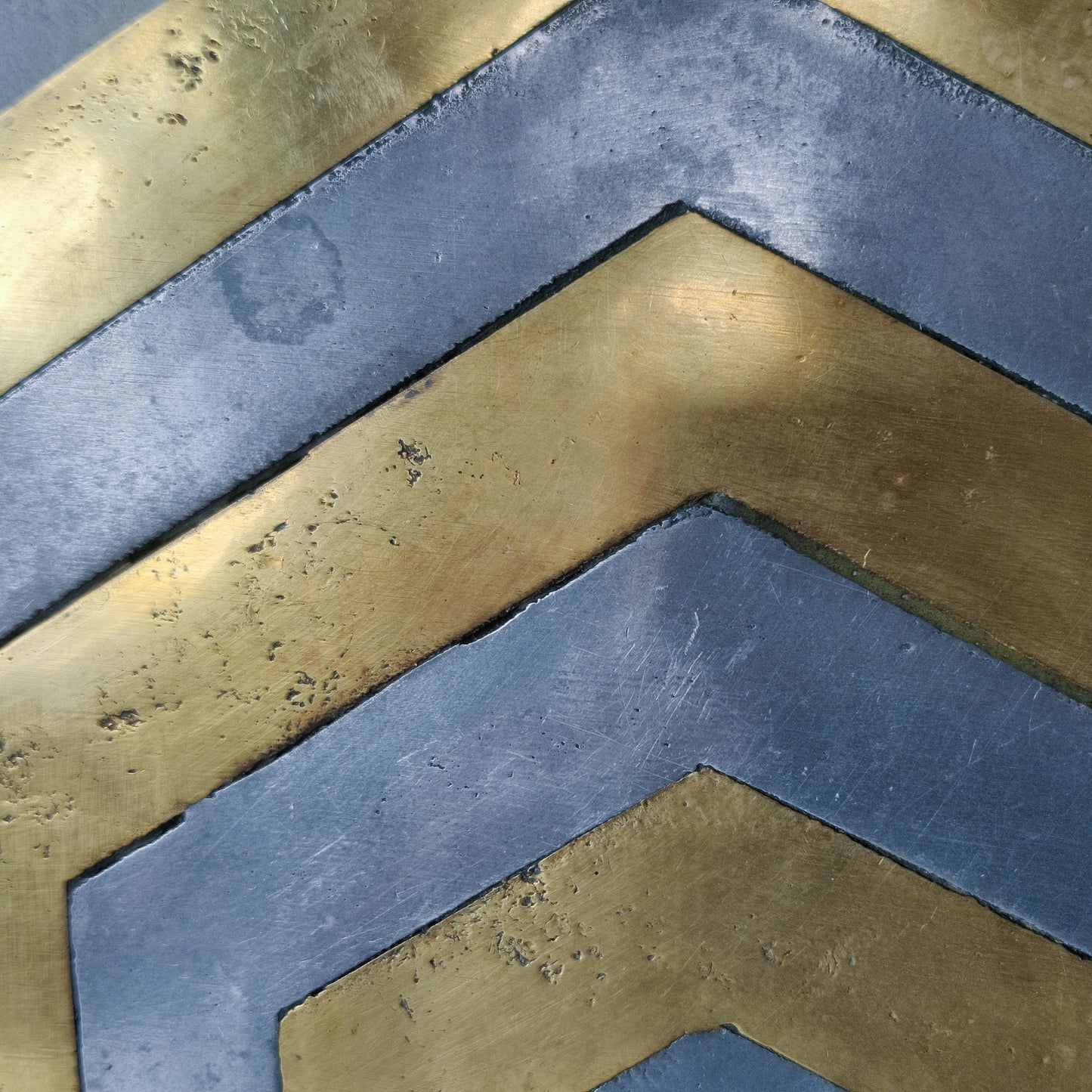 David Marshall brutalist vintage 1980s cast brass and aluminium tray trivet mat