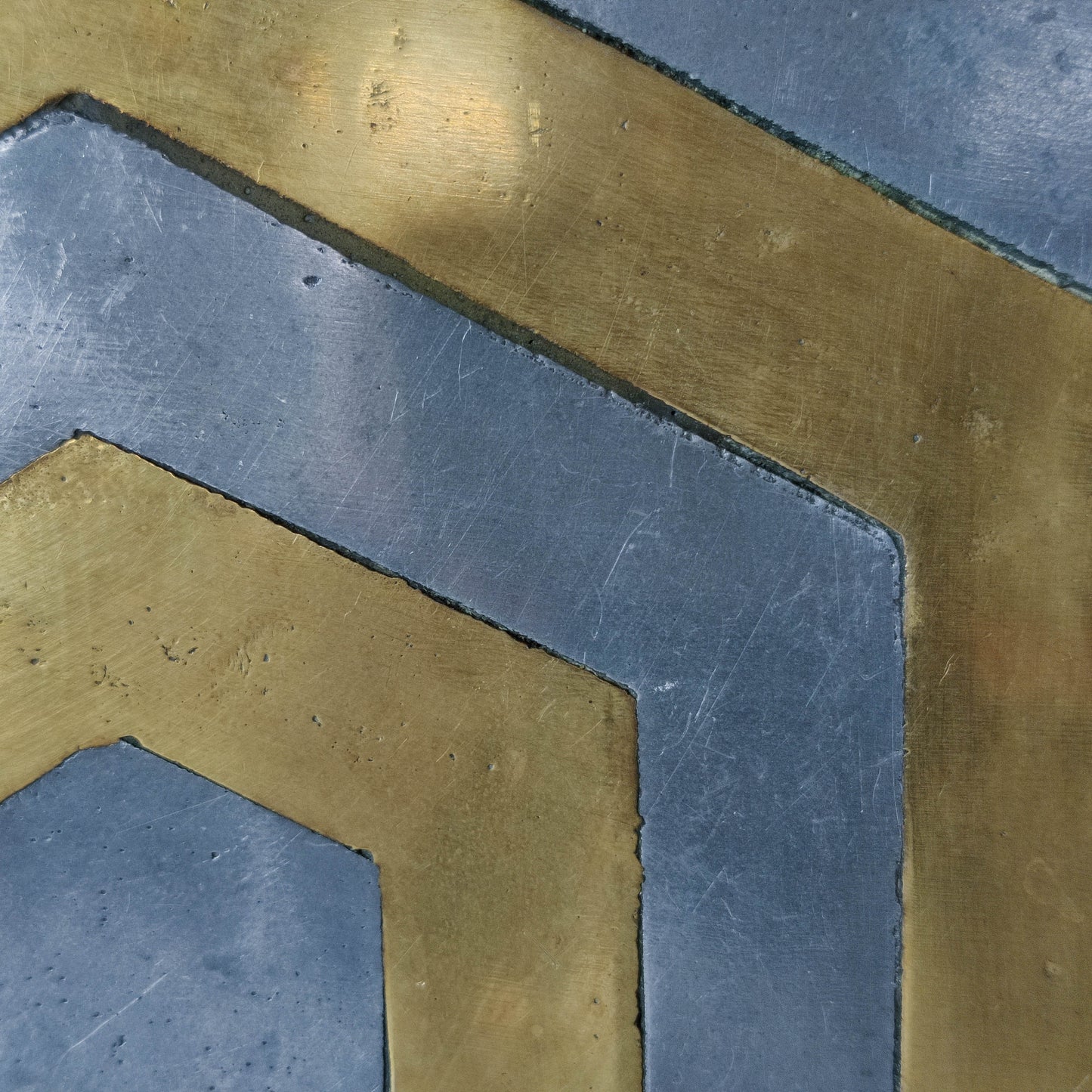 David Marshall brutalist vintage 1980s cast brass and aluminium tray trivet mat
