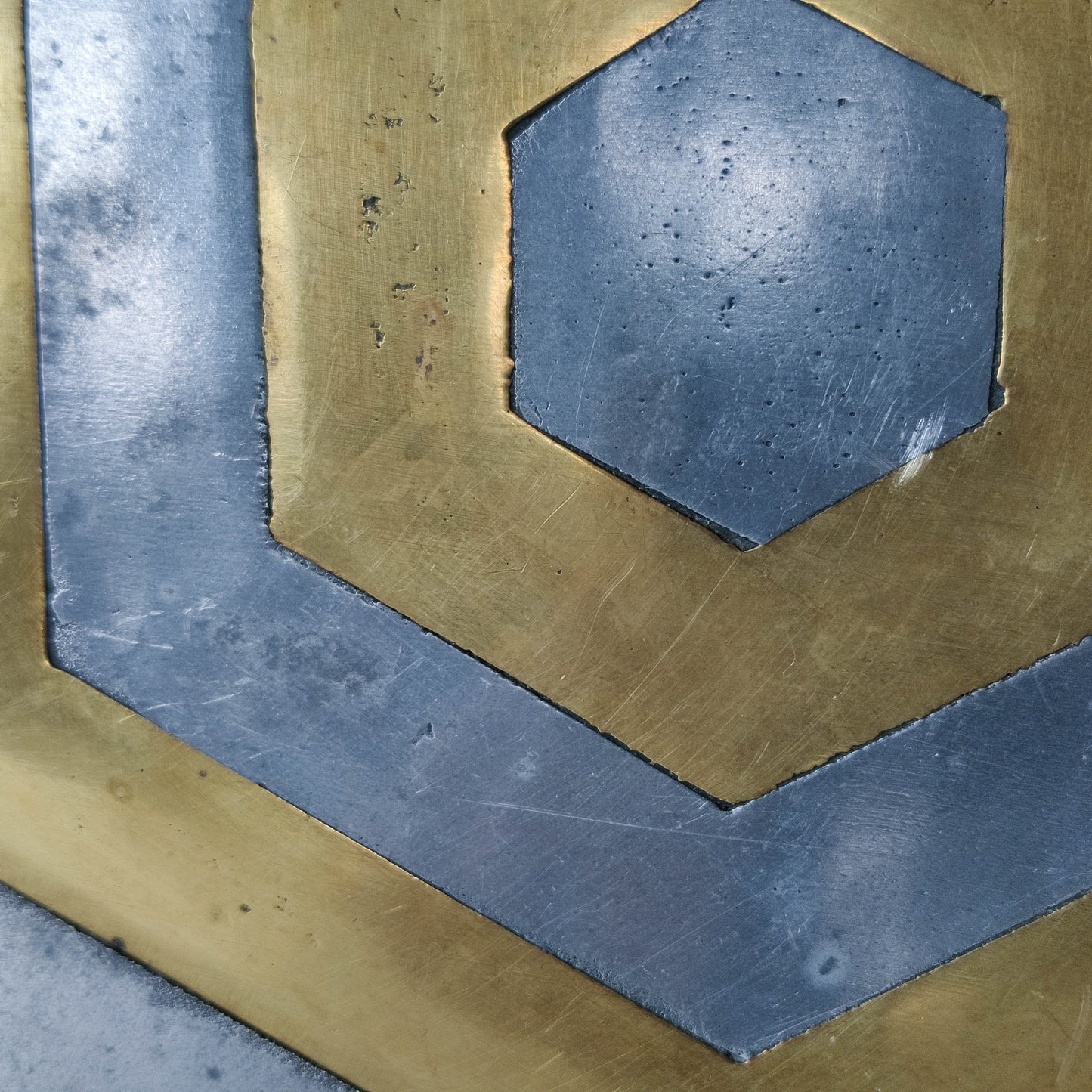 David Marshall brutalist vintage 1980s cast brass and aluminium tray trivet mat