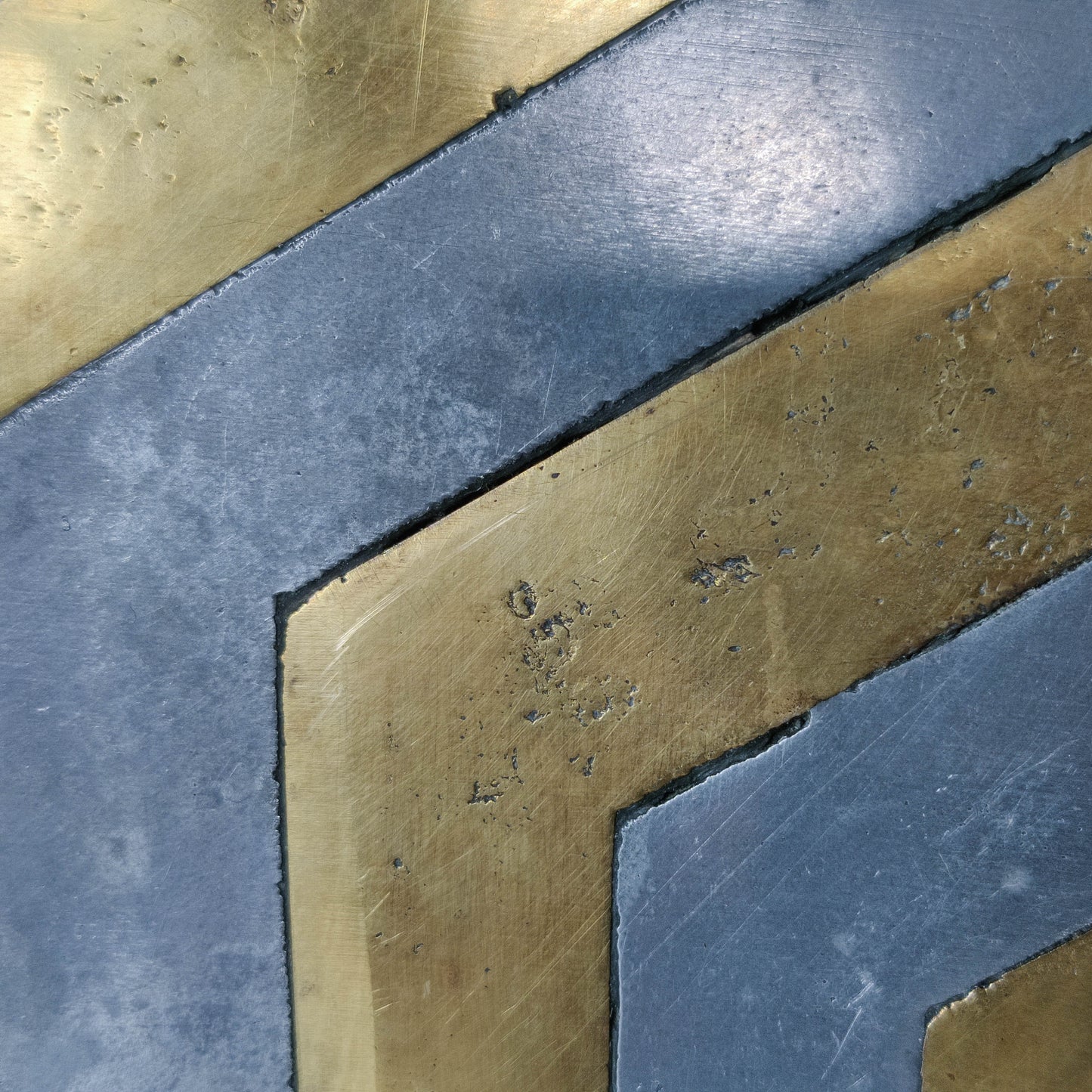David Marshall brutalist vintage 1980s cast brass and aluminium tray trivet mat