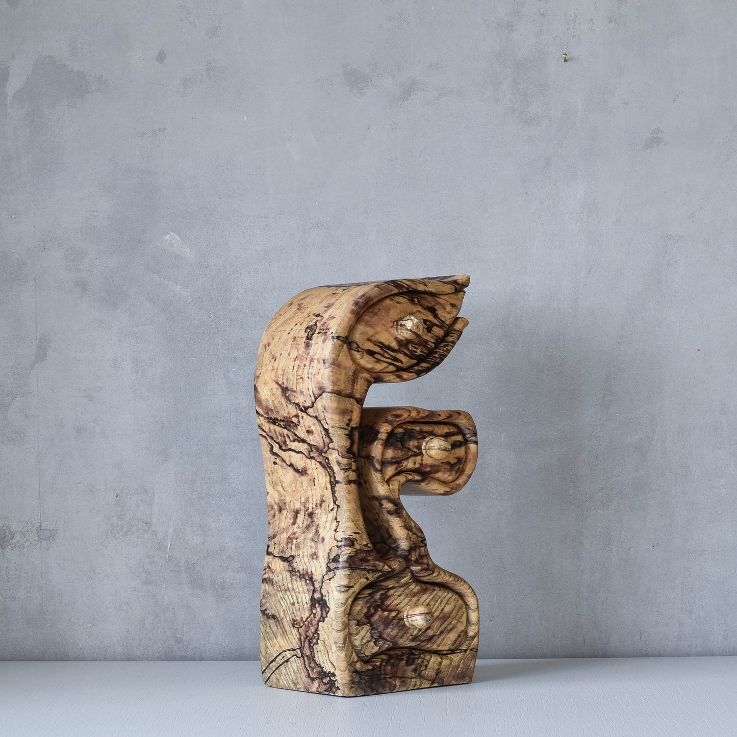 Vintage organic sculptural form jewellery trinket drawers chest spalted beech