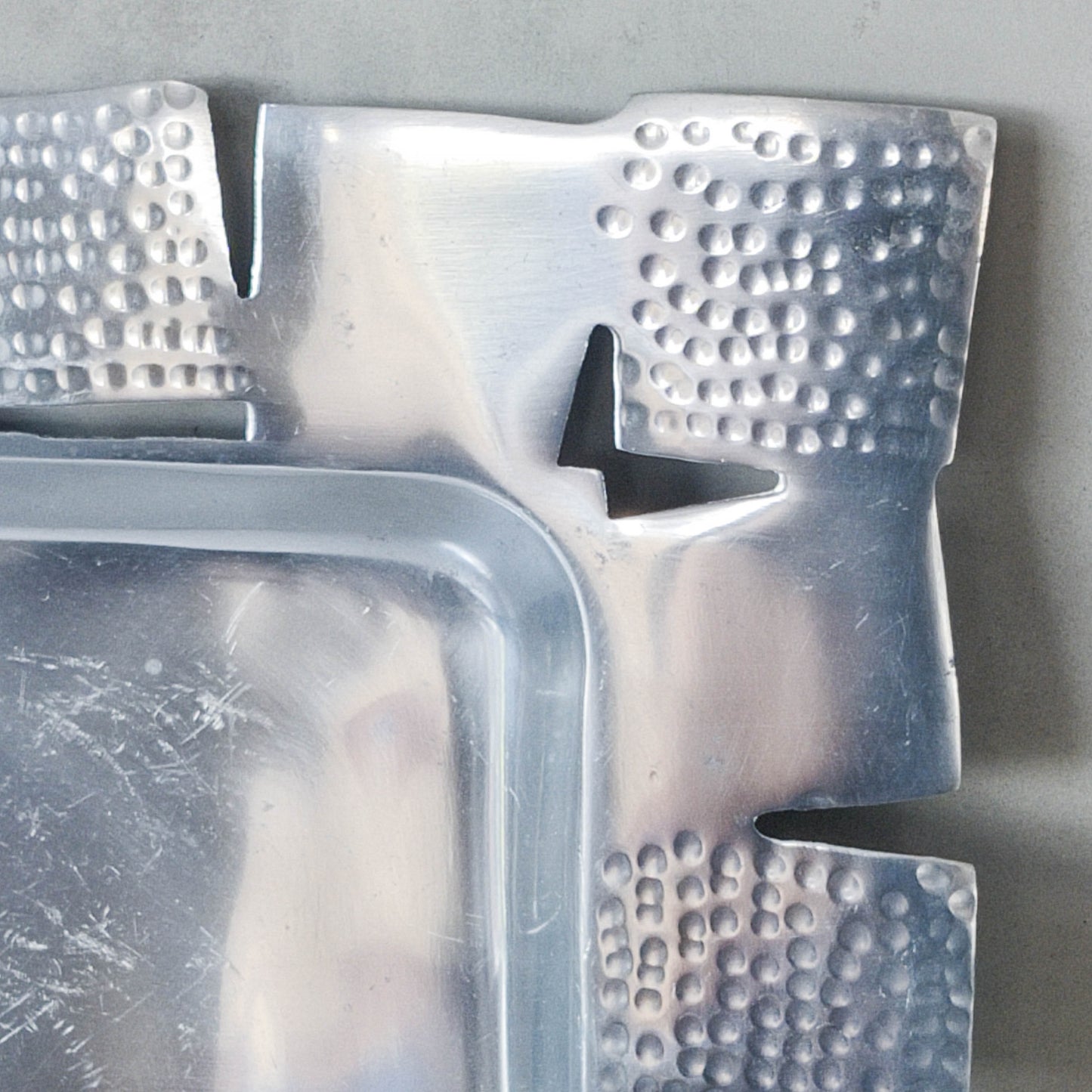Vintage cast aluminium tray centerpiece silver modernist style