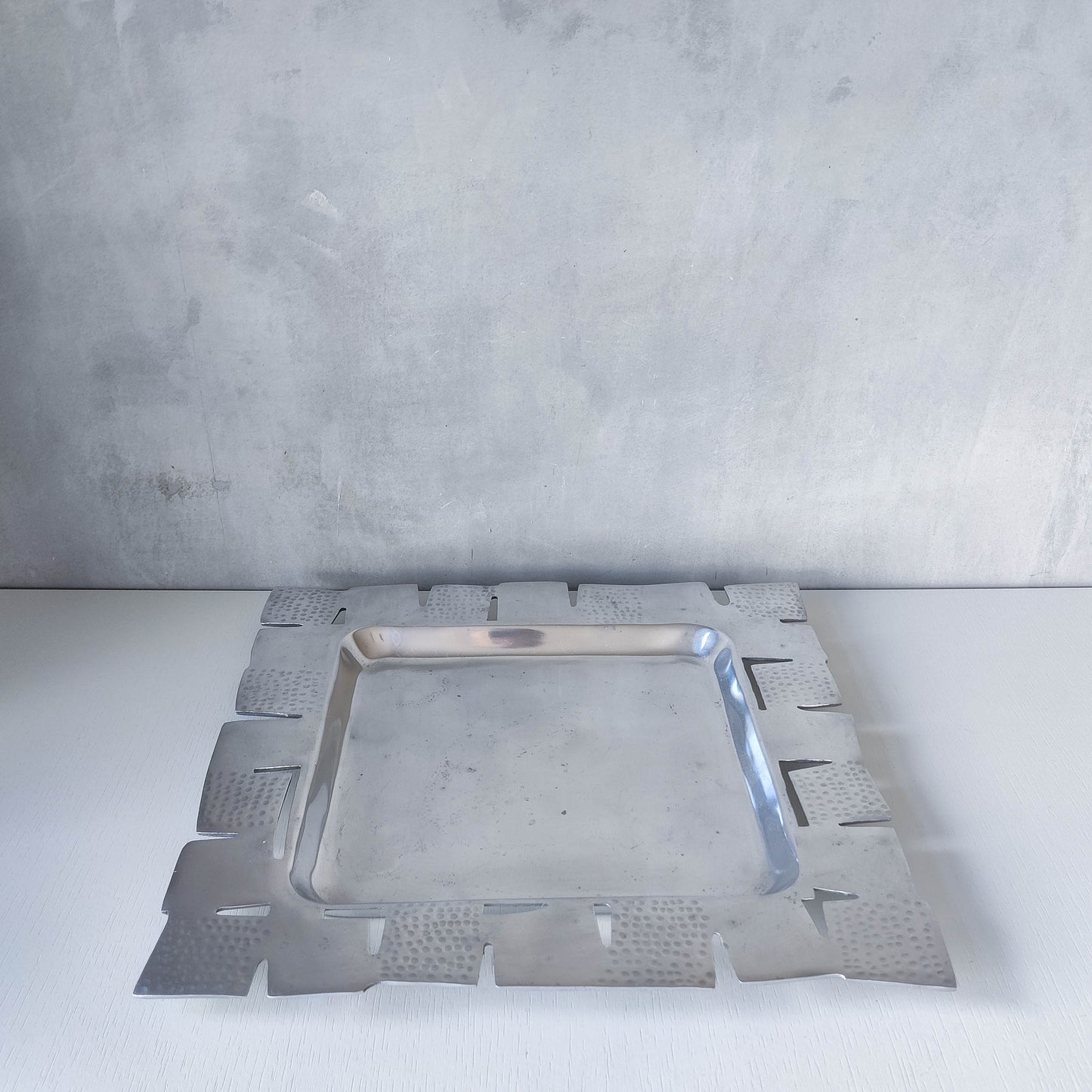 Vintage cast aluminium tray centerpiece silver modernist style