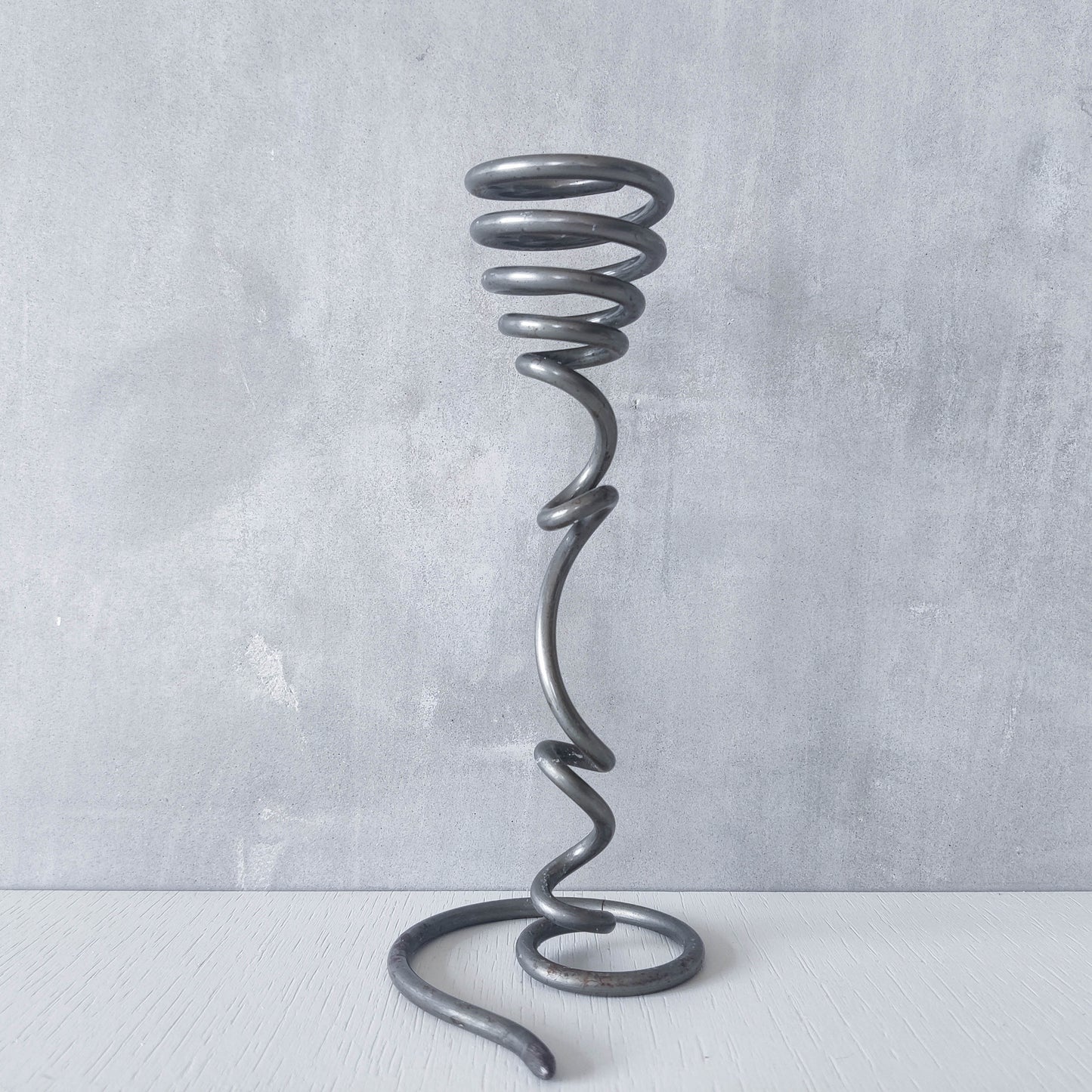 Vintage 1990s Habitat spiral coil steel abstract sculptural candle holder