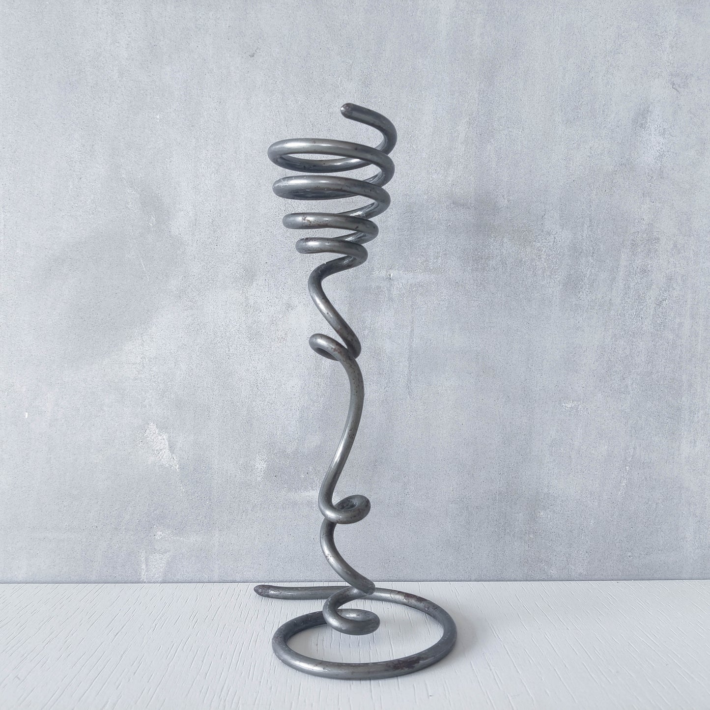 Vintage 1990s Habitat spiral coil steel abstract sculptural candle holder