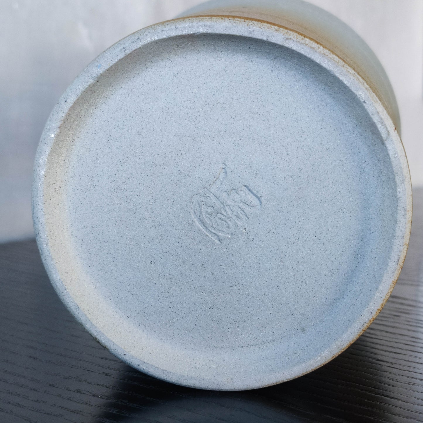 Large sculptural Japanese style studio pottery vase vessel blue glaze