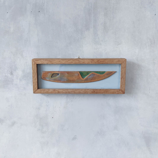 Scottish School modernist relief abstract painted carved board of abstract form in artist frame