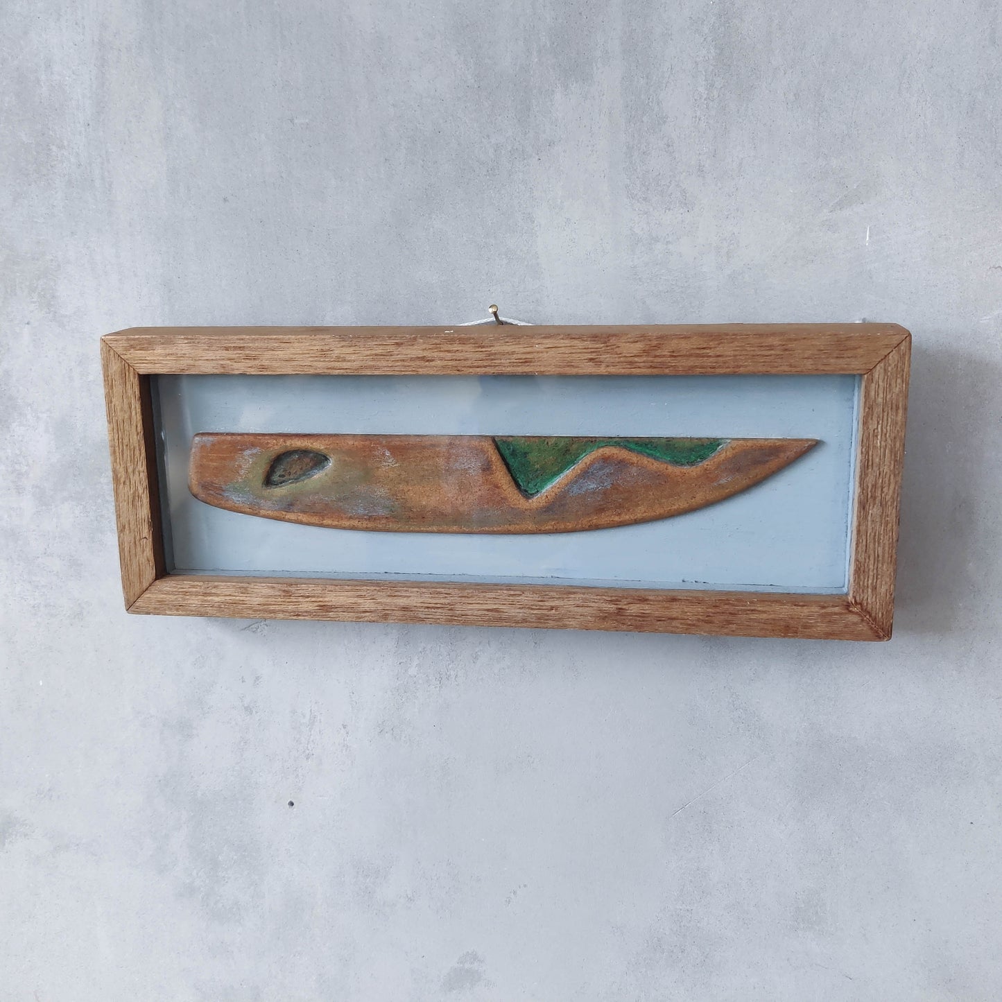 Scottish School modernist relief abstract painted carved board of abstract form in artist frame