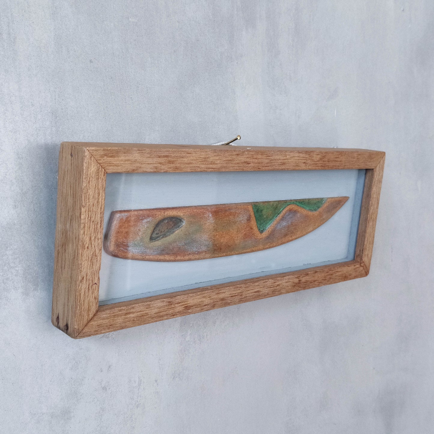 Scottish School modernist relief abstract painted carved board of abstract form in artist frame