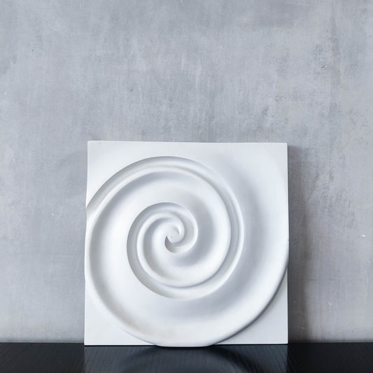 Vintage Habitat 2000s cast resin plaster style wall relief sculpture spiral swirl