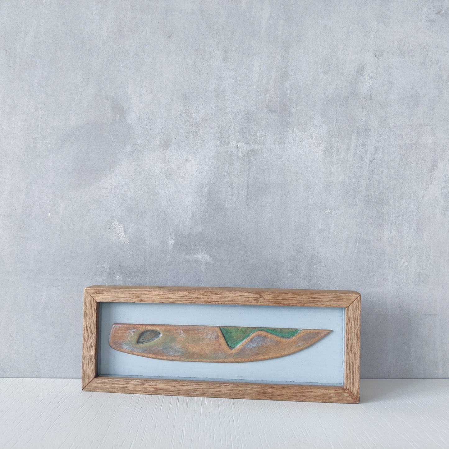 Scottish School modernist relief abstract painted carved board of abstract form in artist frame