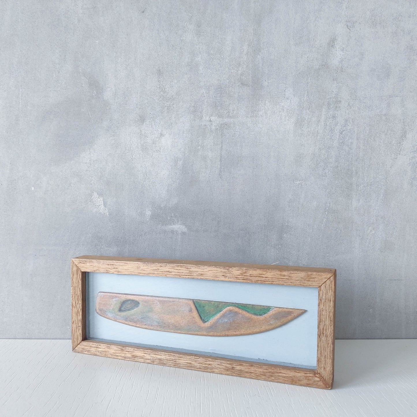 Scottish School modernist relief abstract painted carved board of abstract form in artist frame