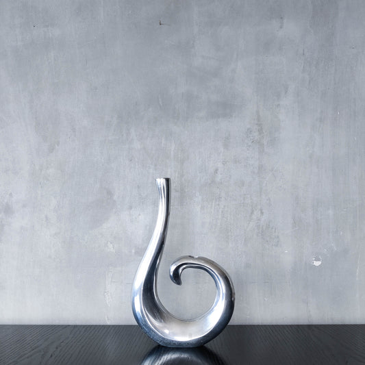 Vintage 1990s cast aluminium sculptural double candle holder candelabra