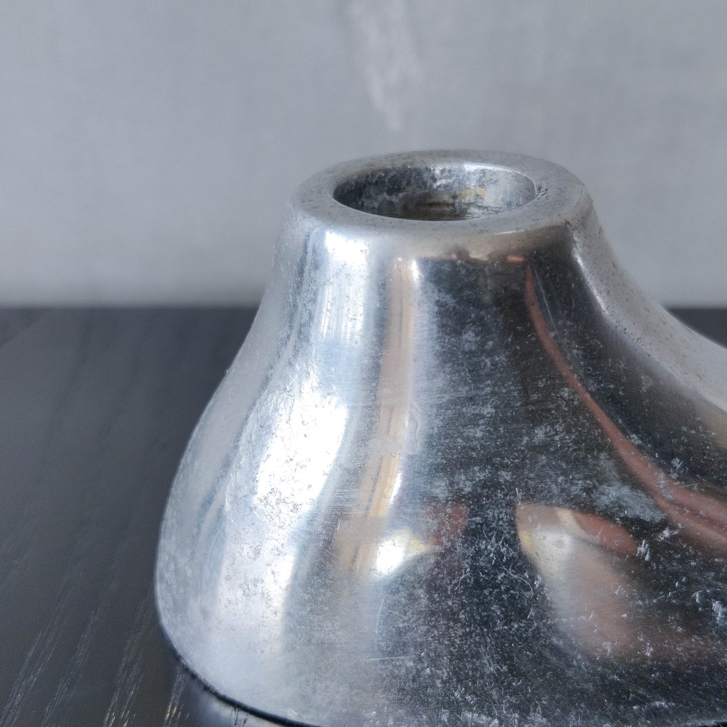 Vintage 1990s cast aluminium sculptural double candle holder candelabra chrome