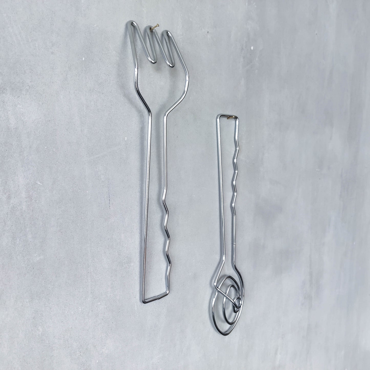 Vintage 1990s salad servers spoons serving abstract wirework metal sculptural