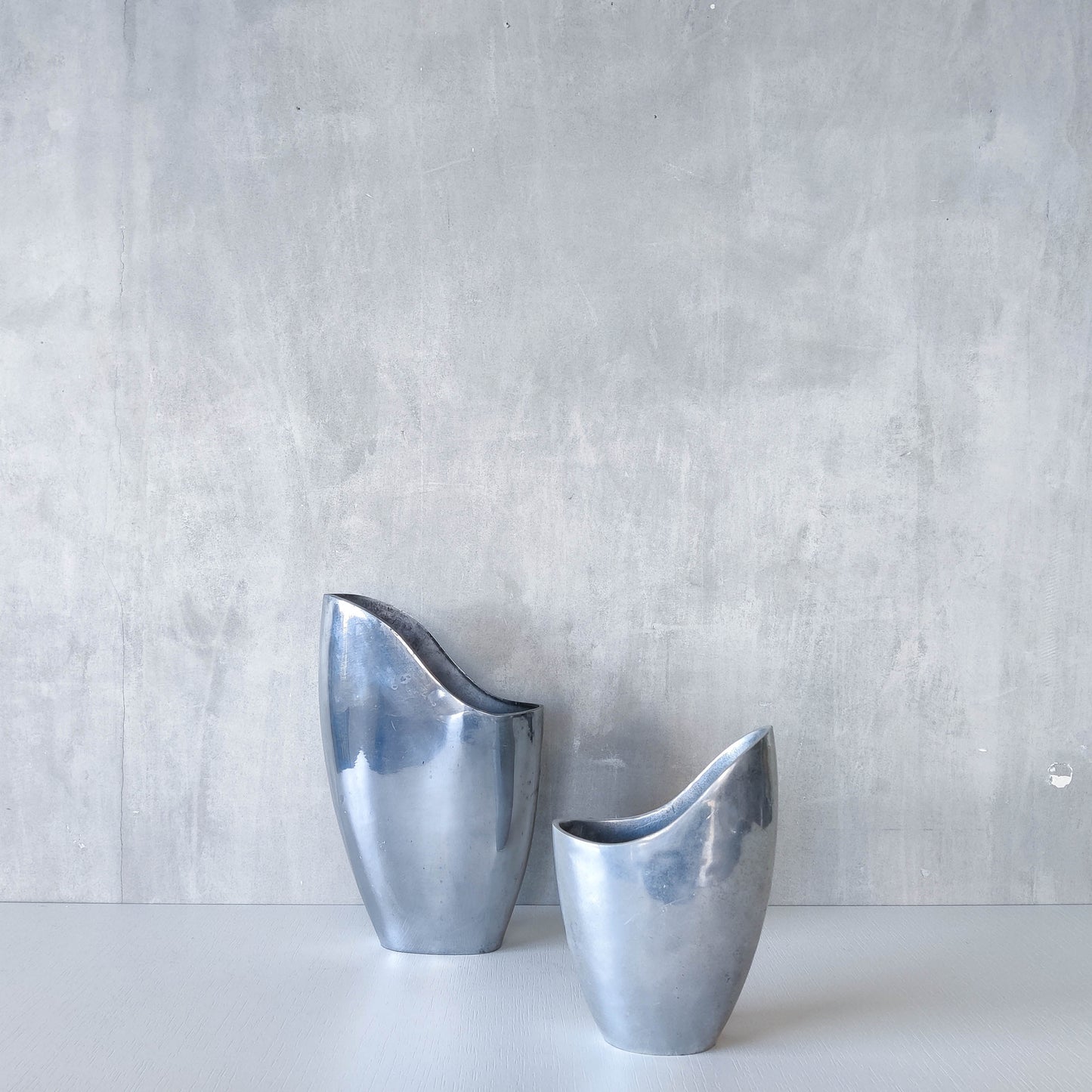 Anna Efverlund 1980s hand cast aluminium vase Swedish organic modernist form small