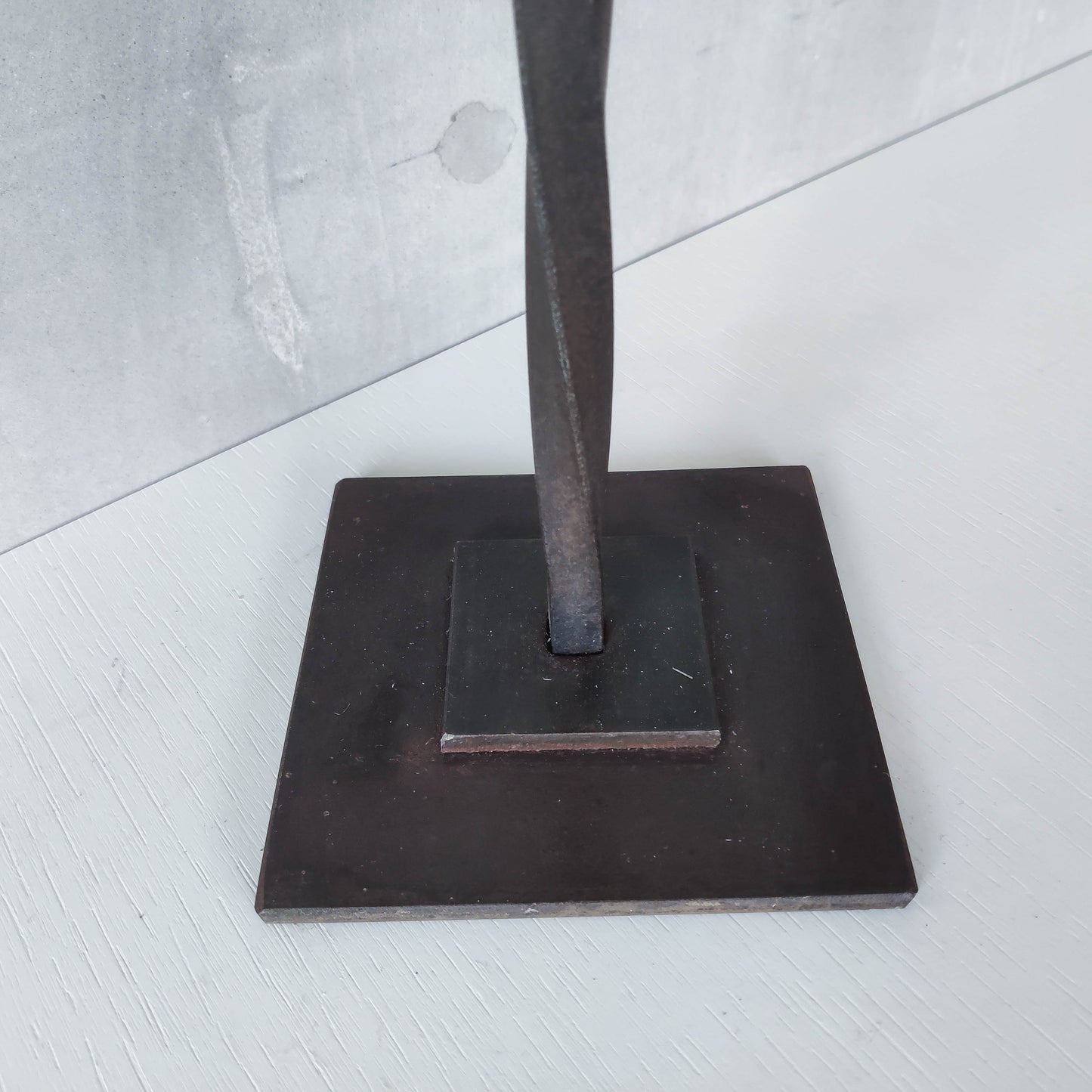 Vintage 1980s large artisan wrought iron metal wavy twisted sculptural candelabra