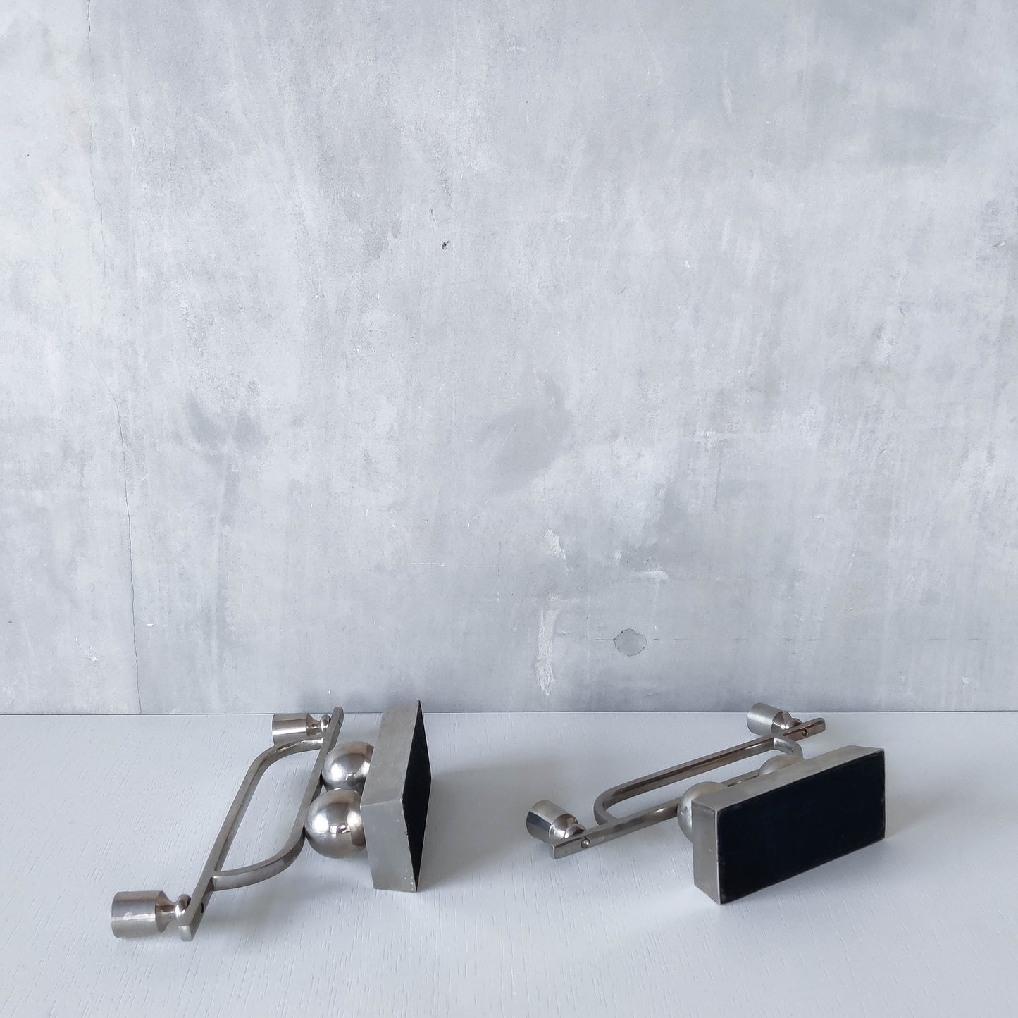 Pair of vintage Art Deco style chrome silver metal candelabras