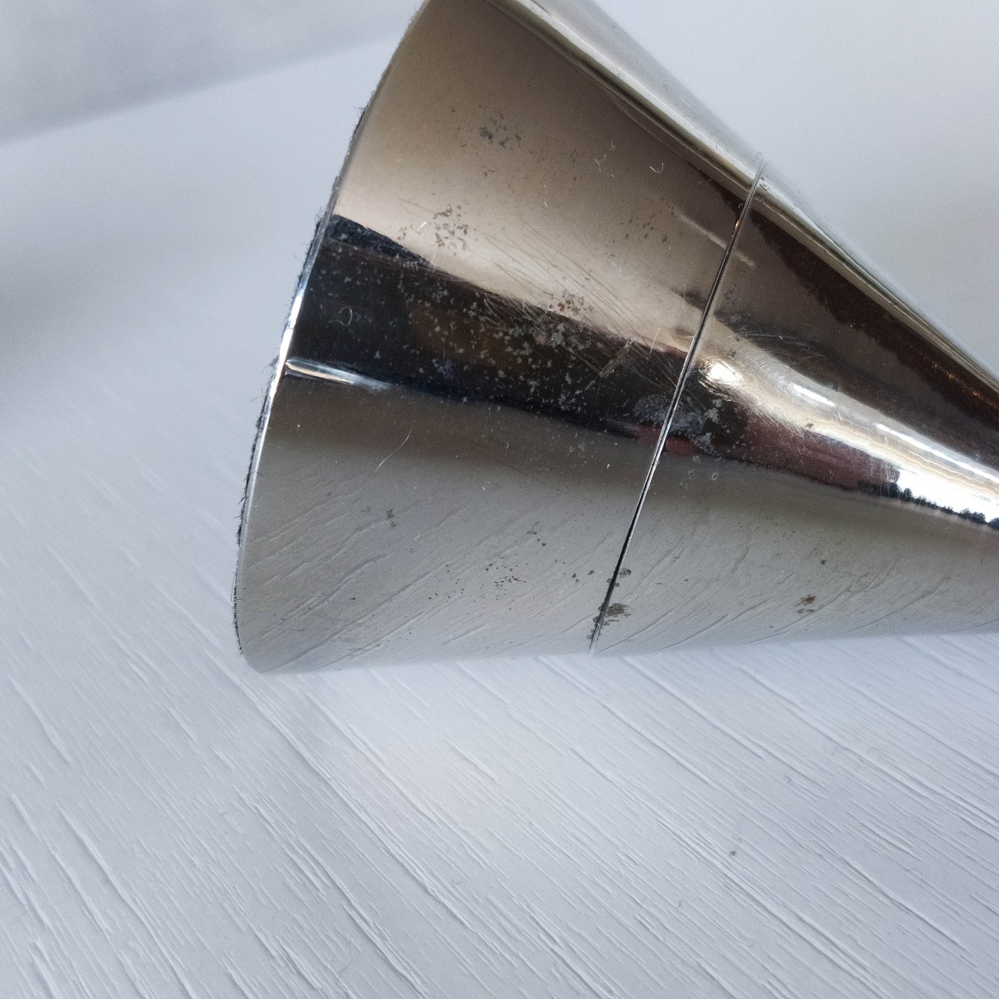 Pair of vintage conical silver chrome tea light holders Aldo Rossi Alessi modernist