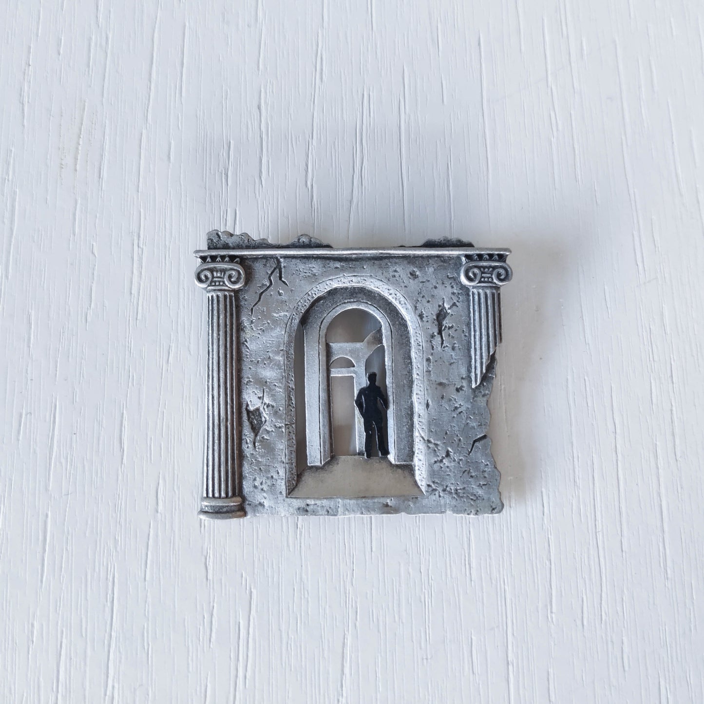 JJ Jonette vintage 1988 metaphysical style pewter figurative brooch