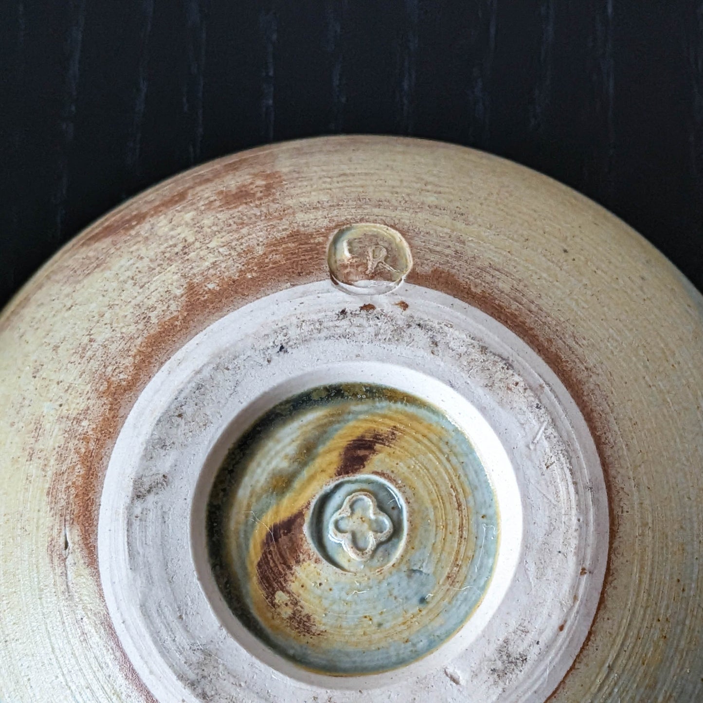 Vintage hand built ceramic studio pottery moon lidded pot Elizabeth Raeburn