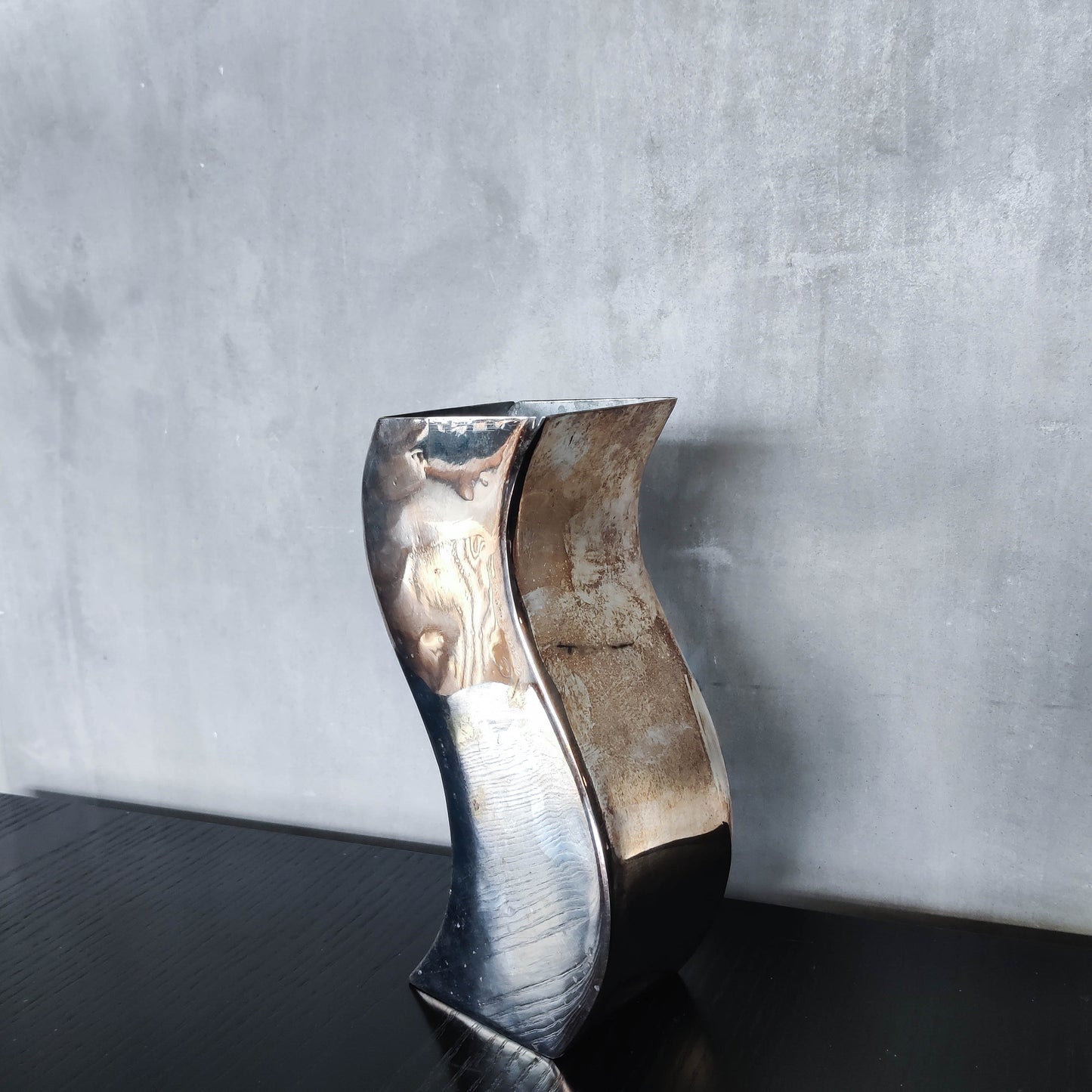 Vintage silver plated wavy sculptural S vase