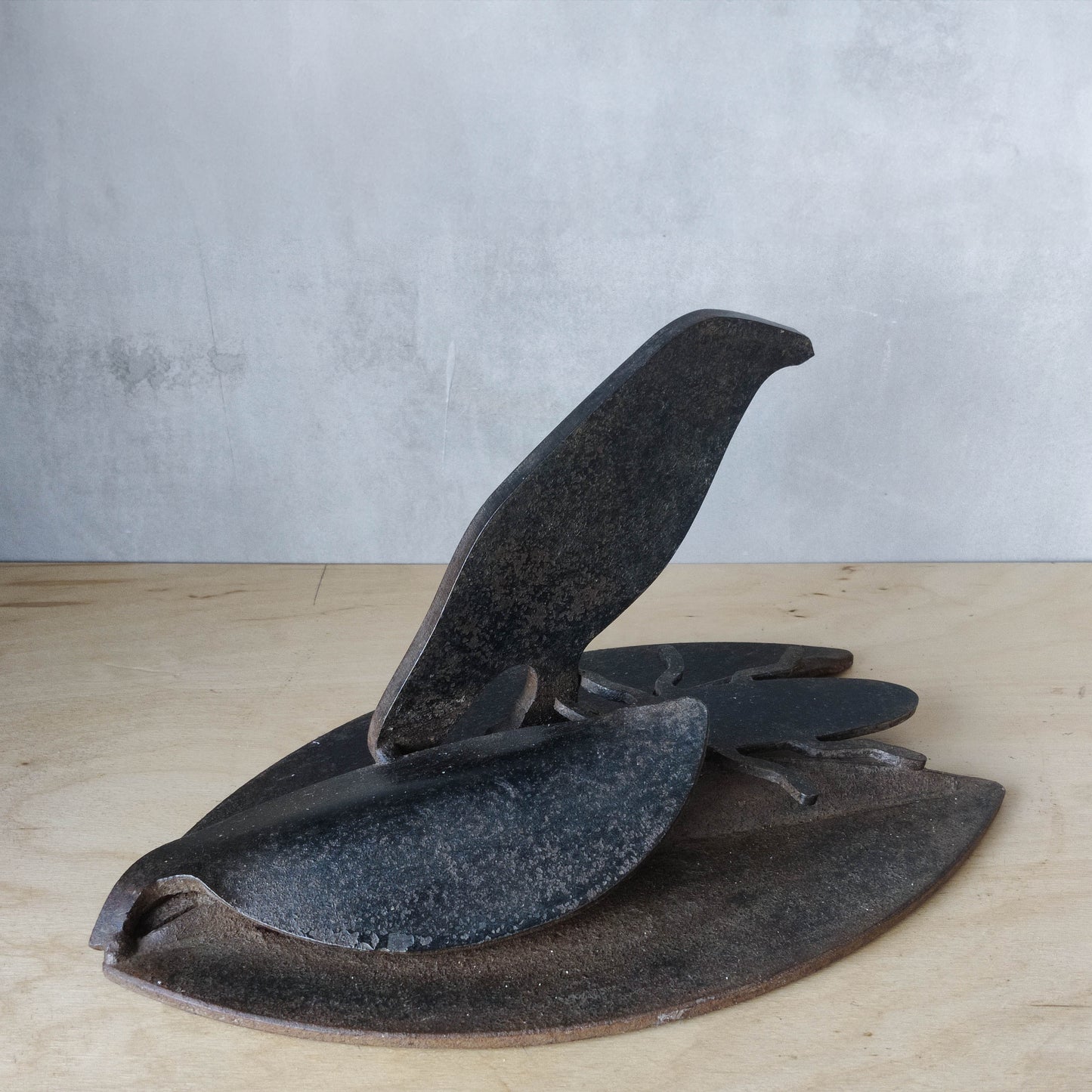 Welded steel blacksmith made crow sculpture
