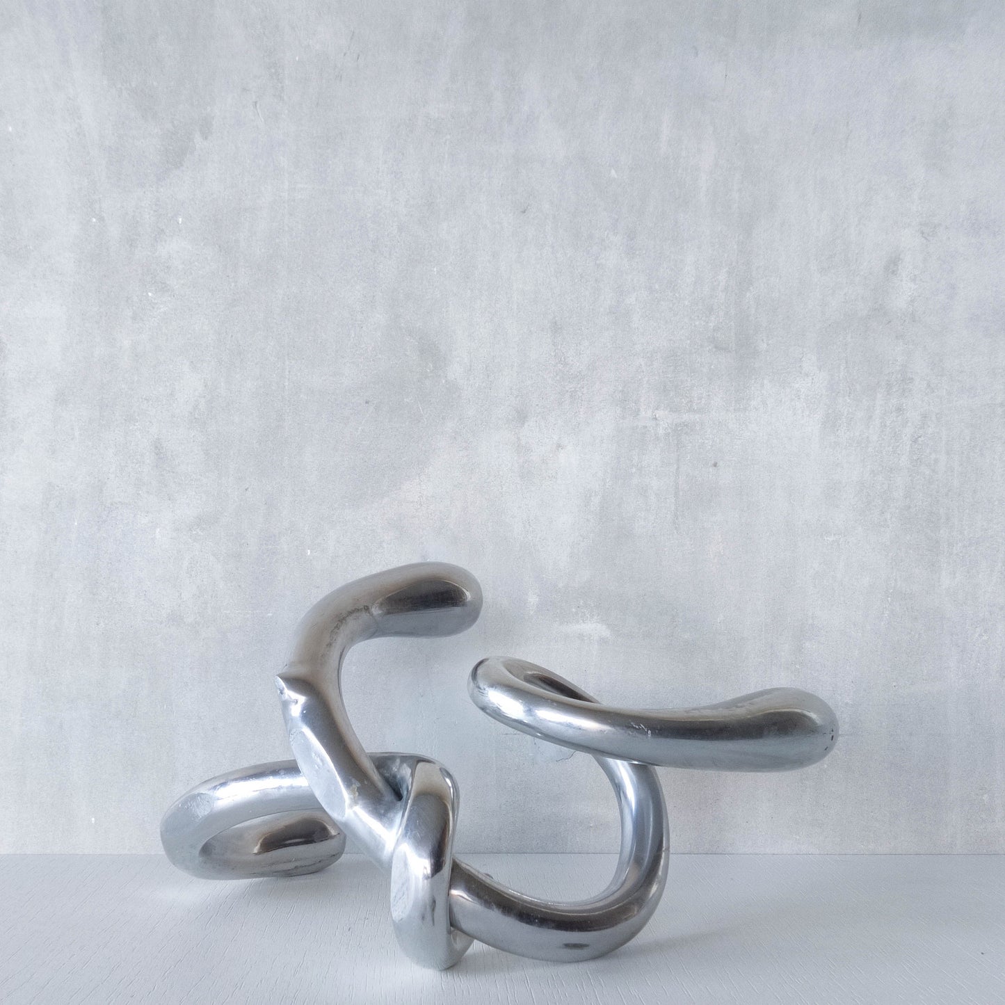 Vintage cast aluminium chunky sculptural twisted candelabra
