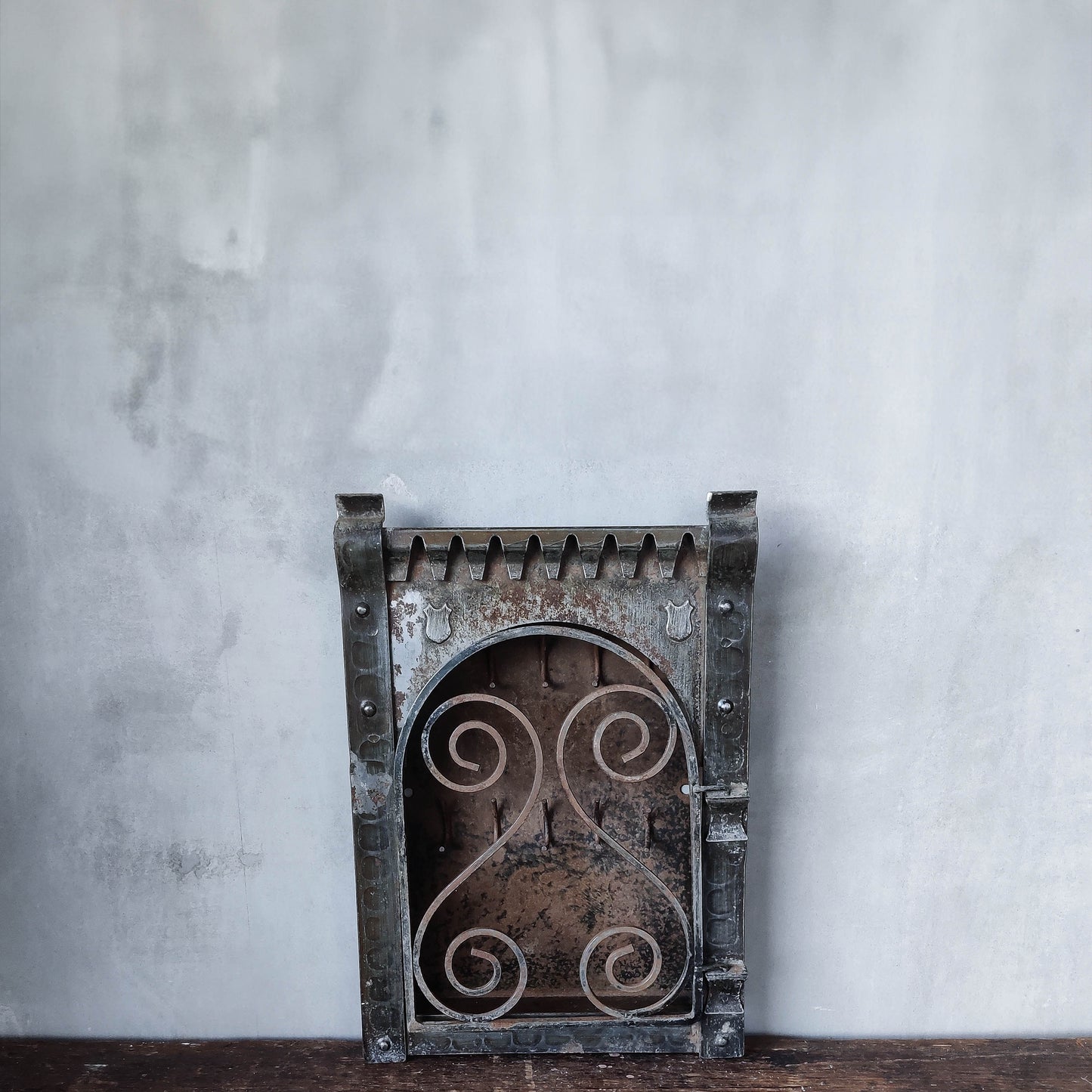 Vintage steel spiral twist steel gothic metal sculptural key cabinet cupboard