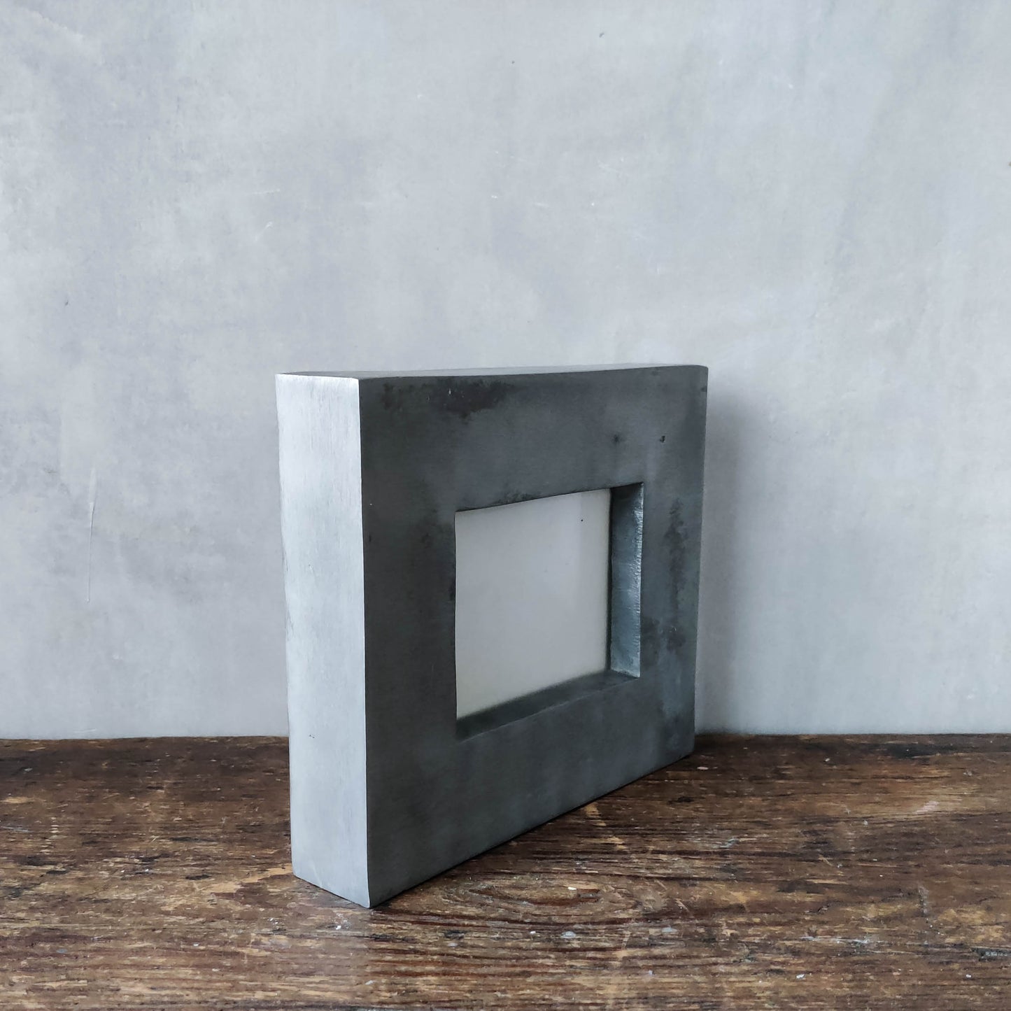 Vintage modernist cast aluminium freestanding sculptural picture frame