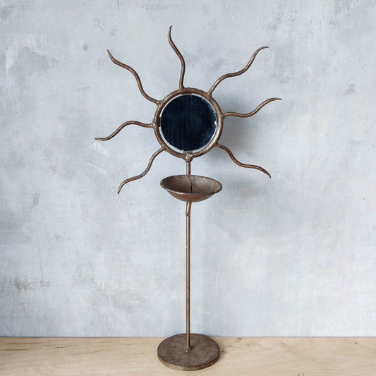 Sun mirror candle holder