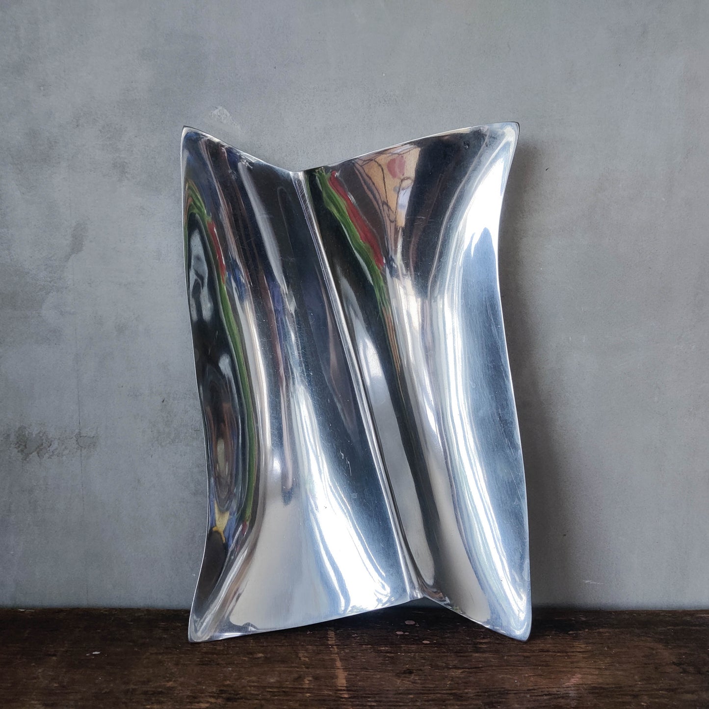 Vintage 00s cast aluminium plate platter sculptural dish vide poche