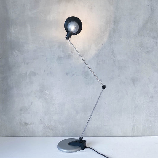 1980s postmodern style elegant black chrome desk lamp Hema halogen