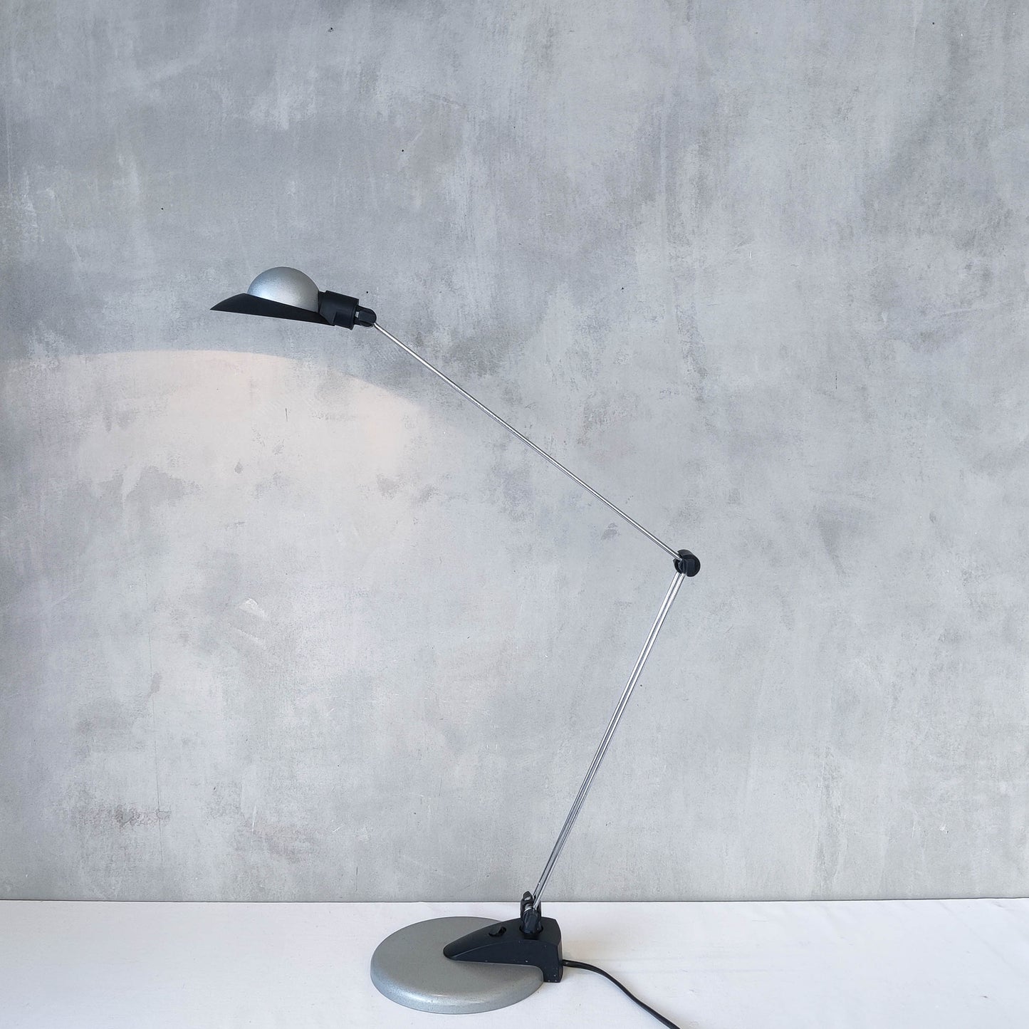 1980s postmodern style elegant black chrome desk lamp Hema halogen