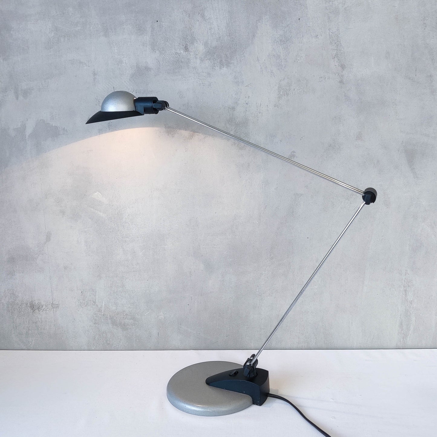 1980s postmodern style elegant black chrome desk lamp Hema halogen