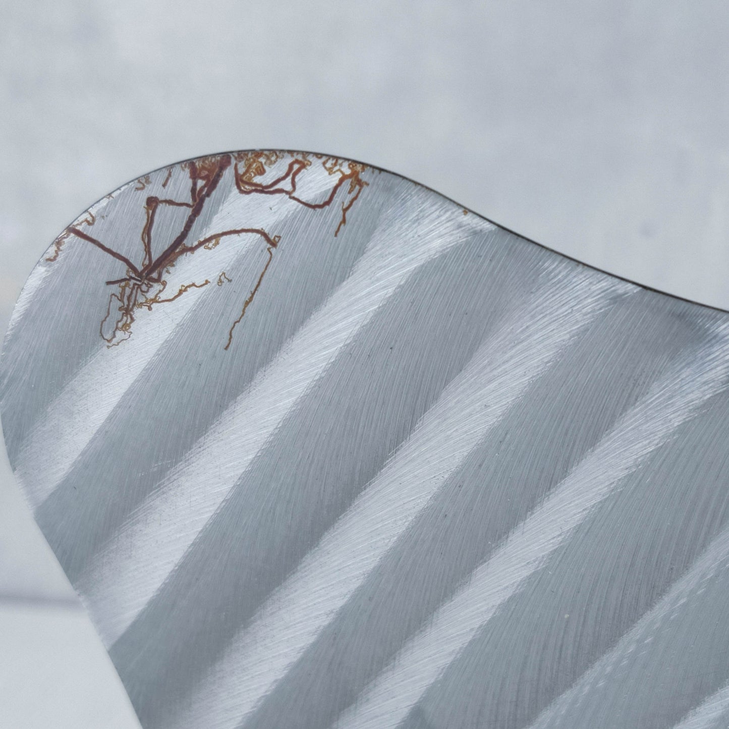 Vintage 1990s postmodern steel torch cut letter holder rack with spiral ball feet