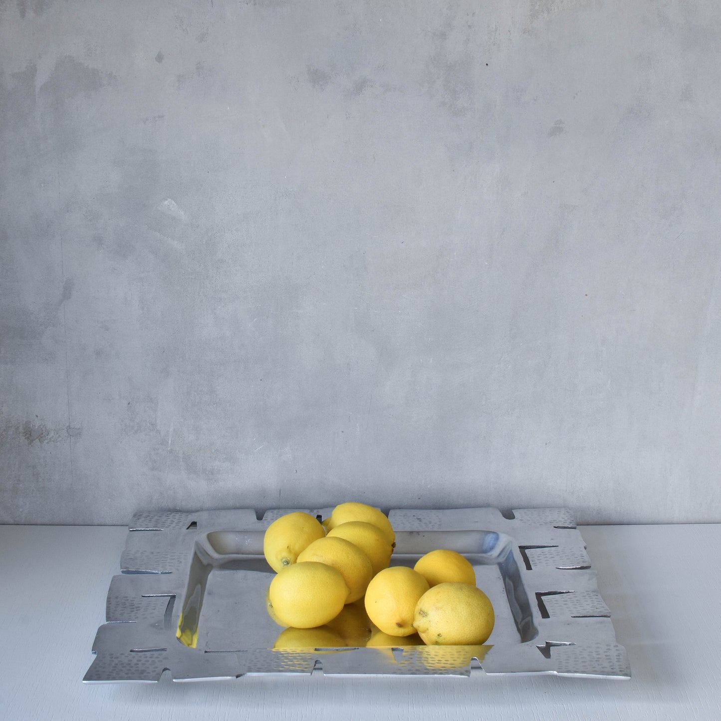 Vintage cast aluminium tray centerpiece silver modernist style