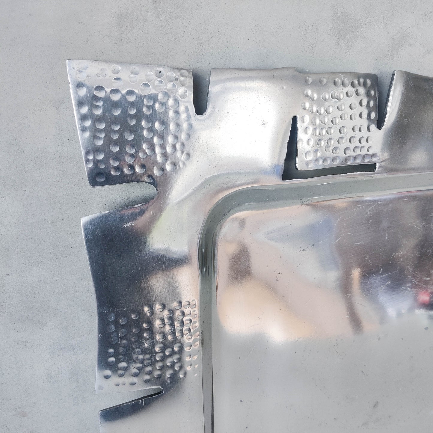 Vintage cast aluminium tray centerpiece silver modernist style
