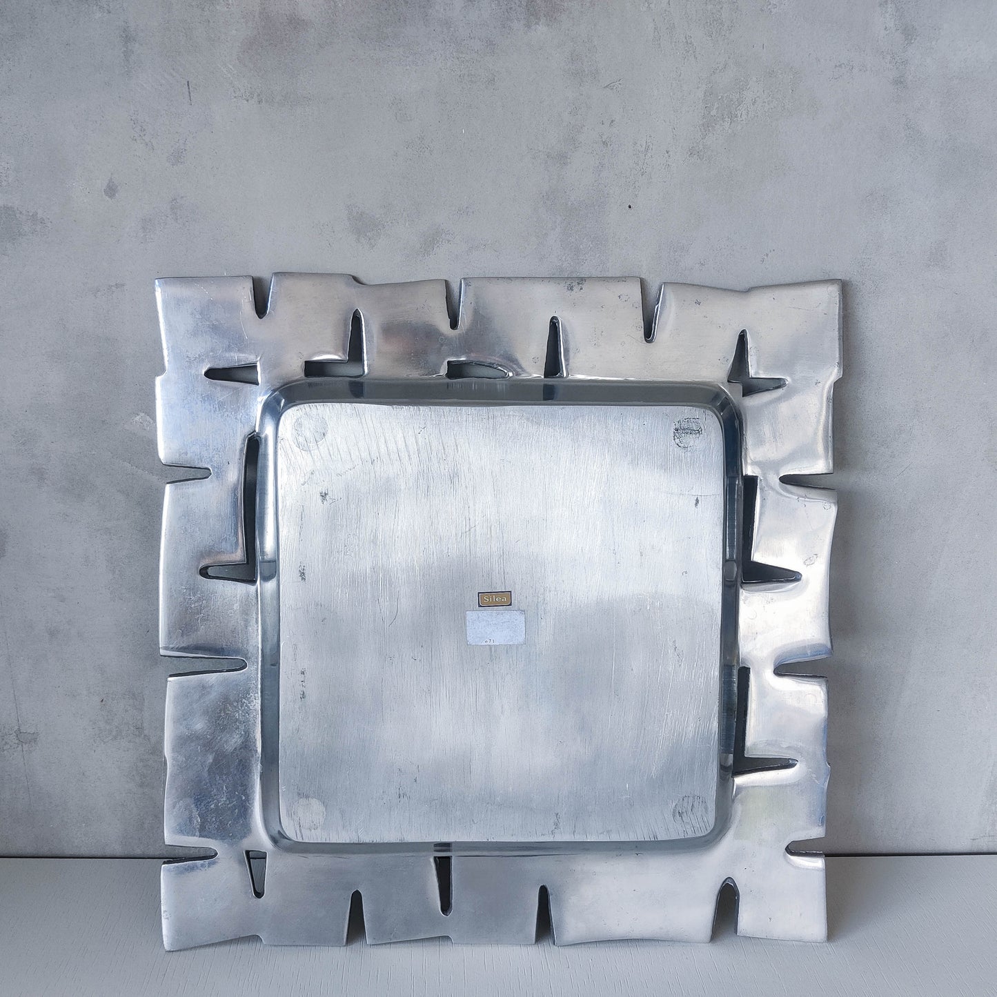 Vintage cast aluminium tray centerpiece silver modernist style