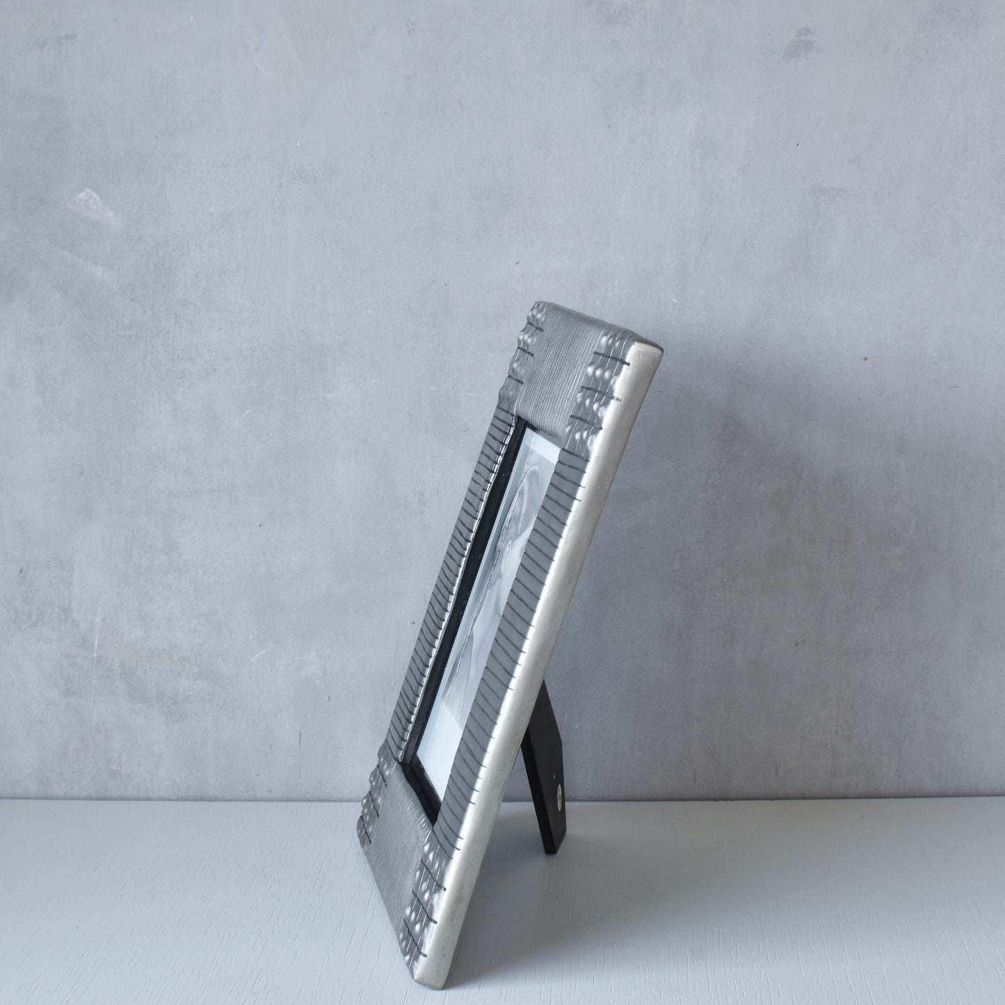 Vintage 1990s cast aluminium inscribed silver metal photo picture frame