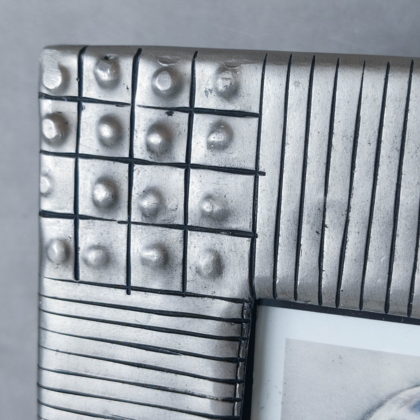 Vintage 1990s cast aluminium inscribed silver metal photo picture frame