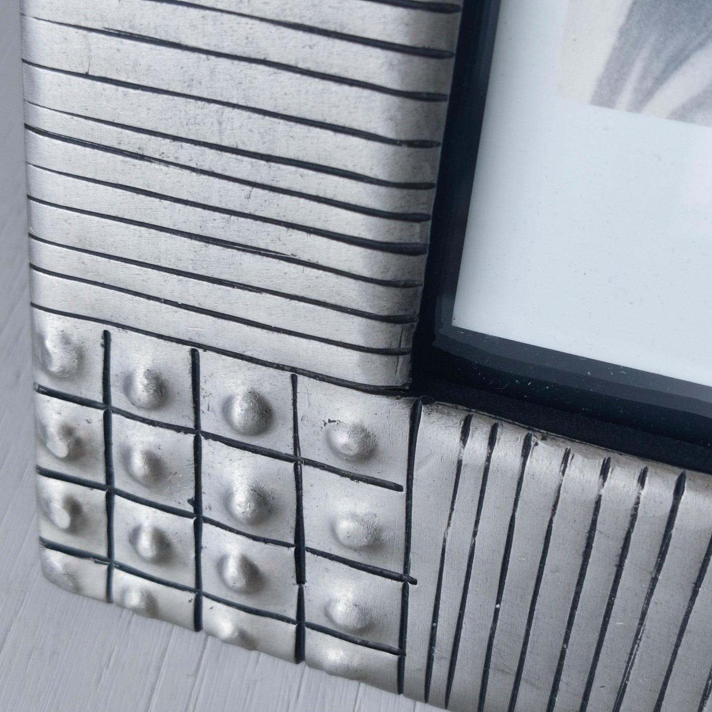 Vintage 1990s cast aluminium inscribed silver metal photo picture frame