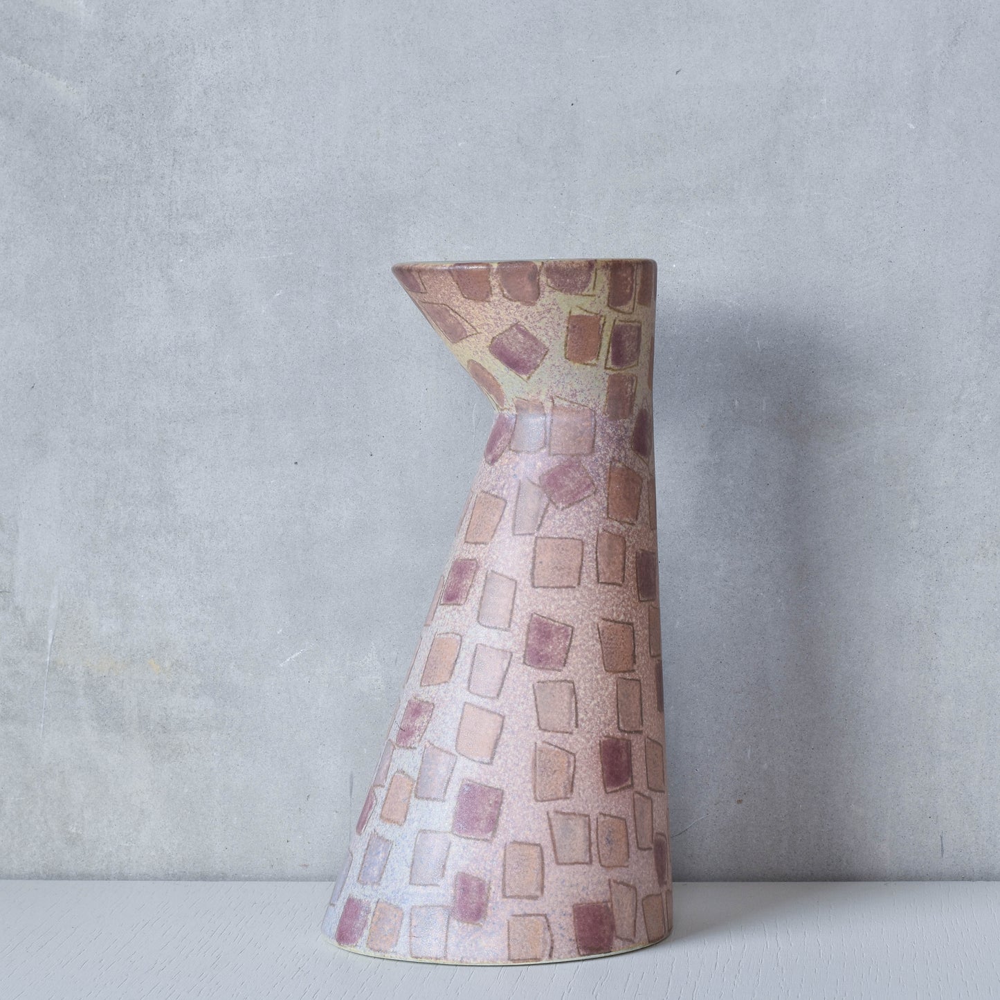 Vintage 1980s painterly studio pottery ceramic sculptural vase jug vessel signed