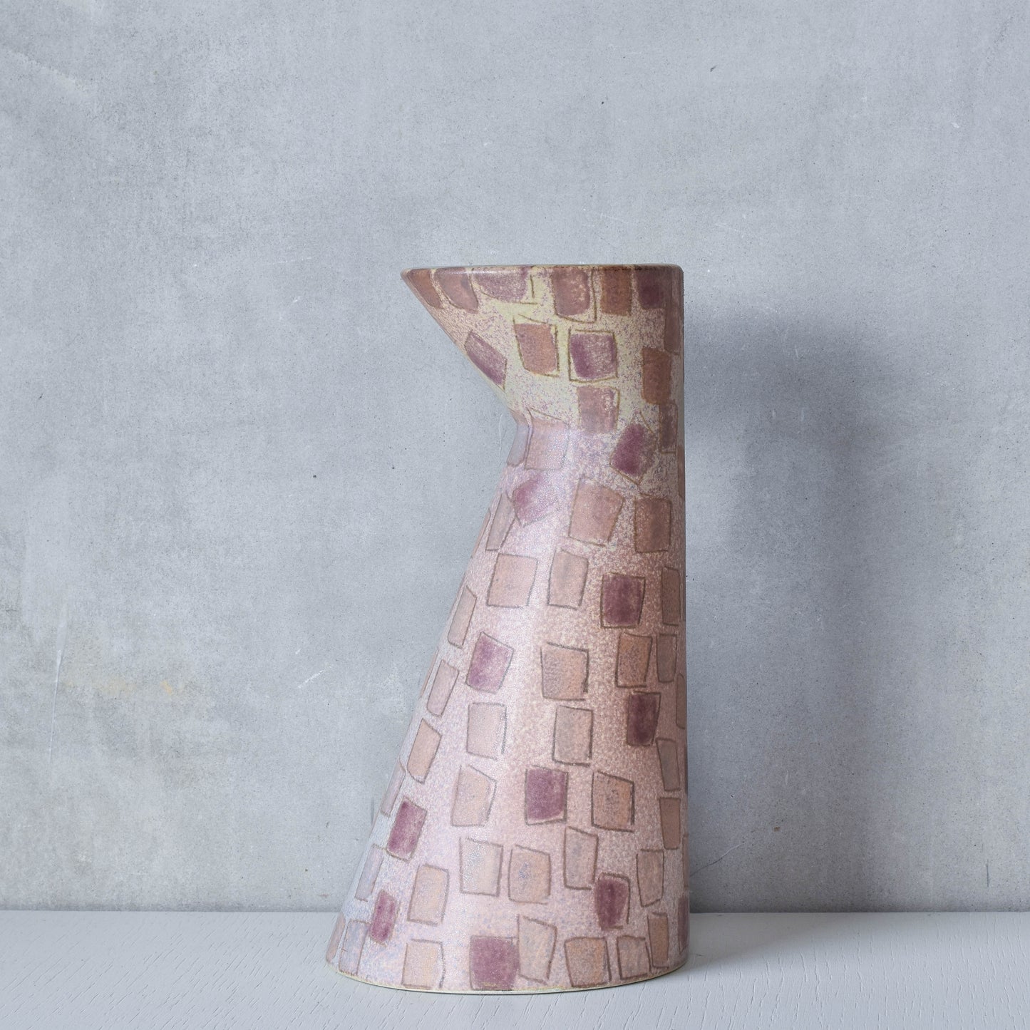 Vintage 1980s painterly studio pottery ceramic sculptural vase jug vessel signed