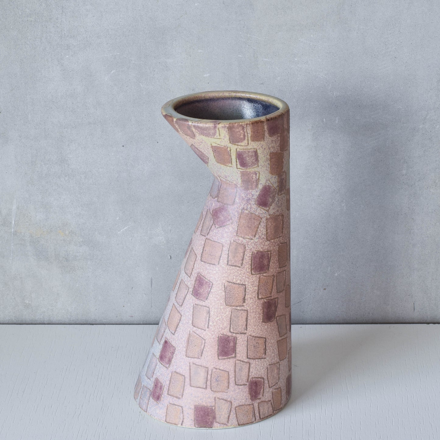 Vintage 1980s painterly studio pottery ceramic sculptural vase jug vessel signed